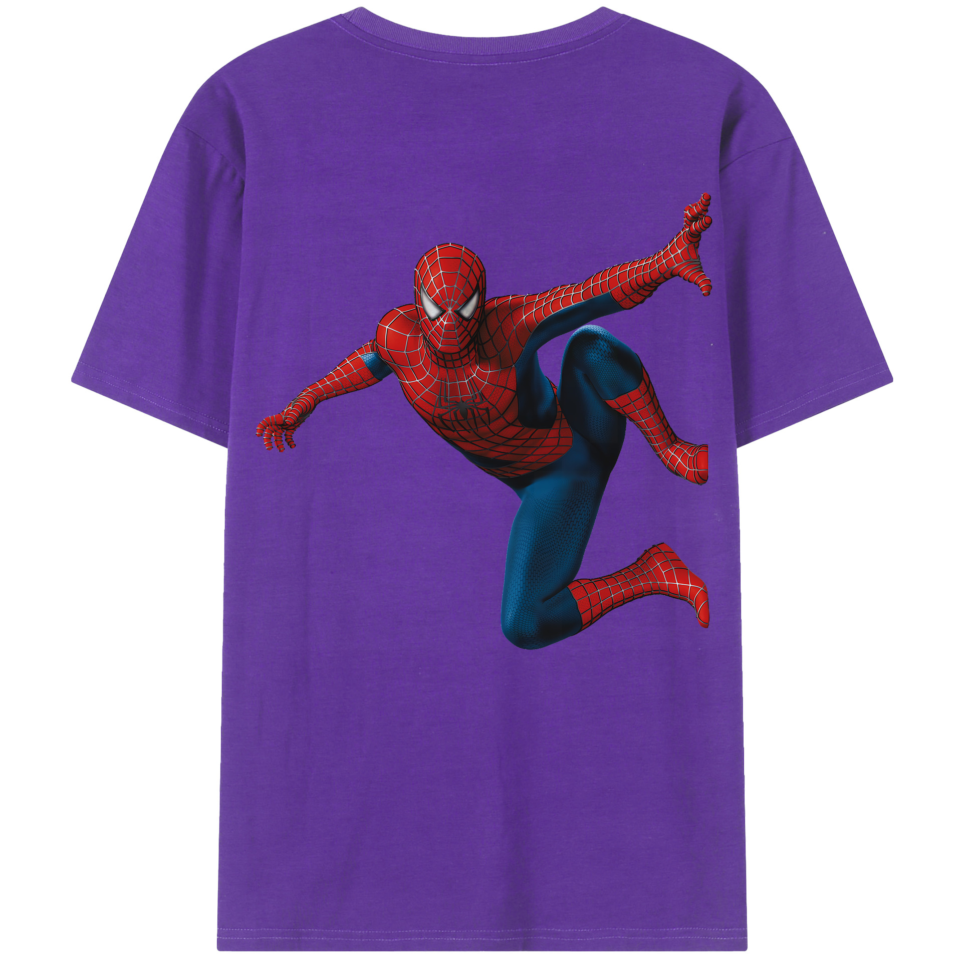 （画像用） Spider Man スパイダーマン 綿100％ メンズ半袖Tシャツ（バックプリント） 通気性