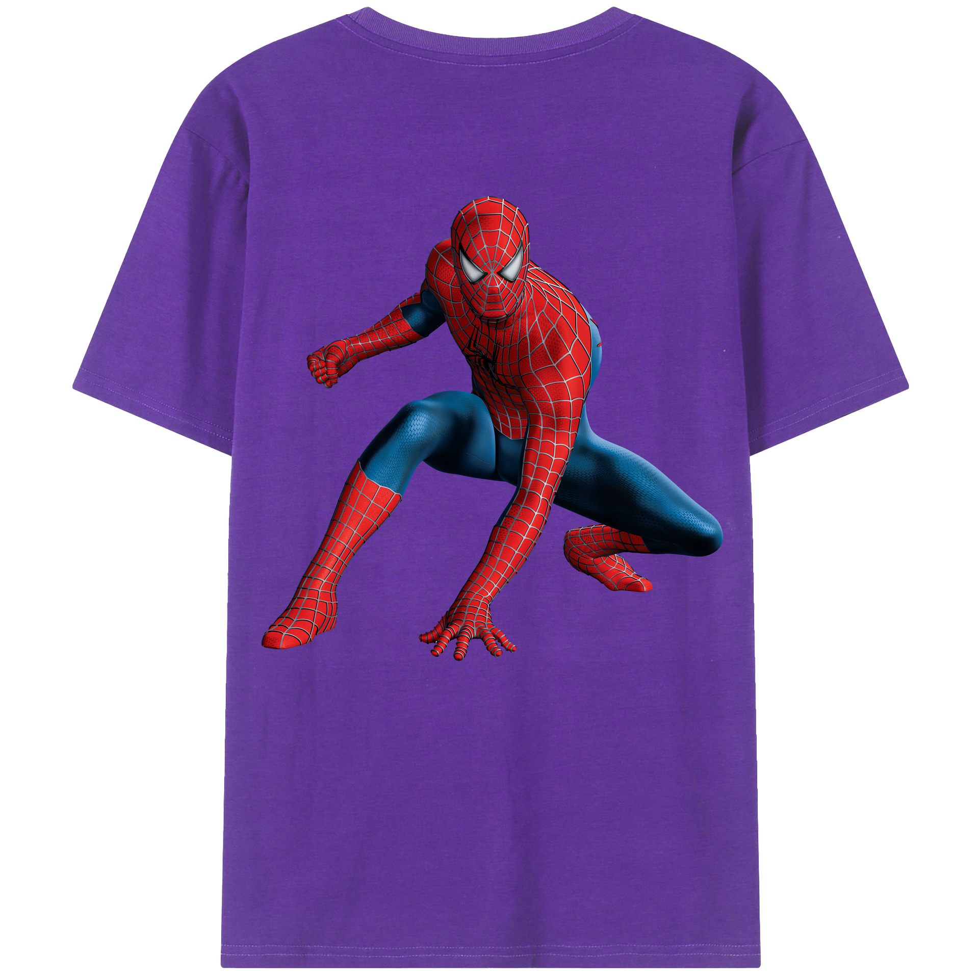 （画像用） Spider Man スパイダーマン 綿100％ メンズ半袖Tシャツ（バックプリント） 通気性