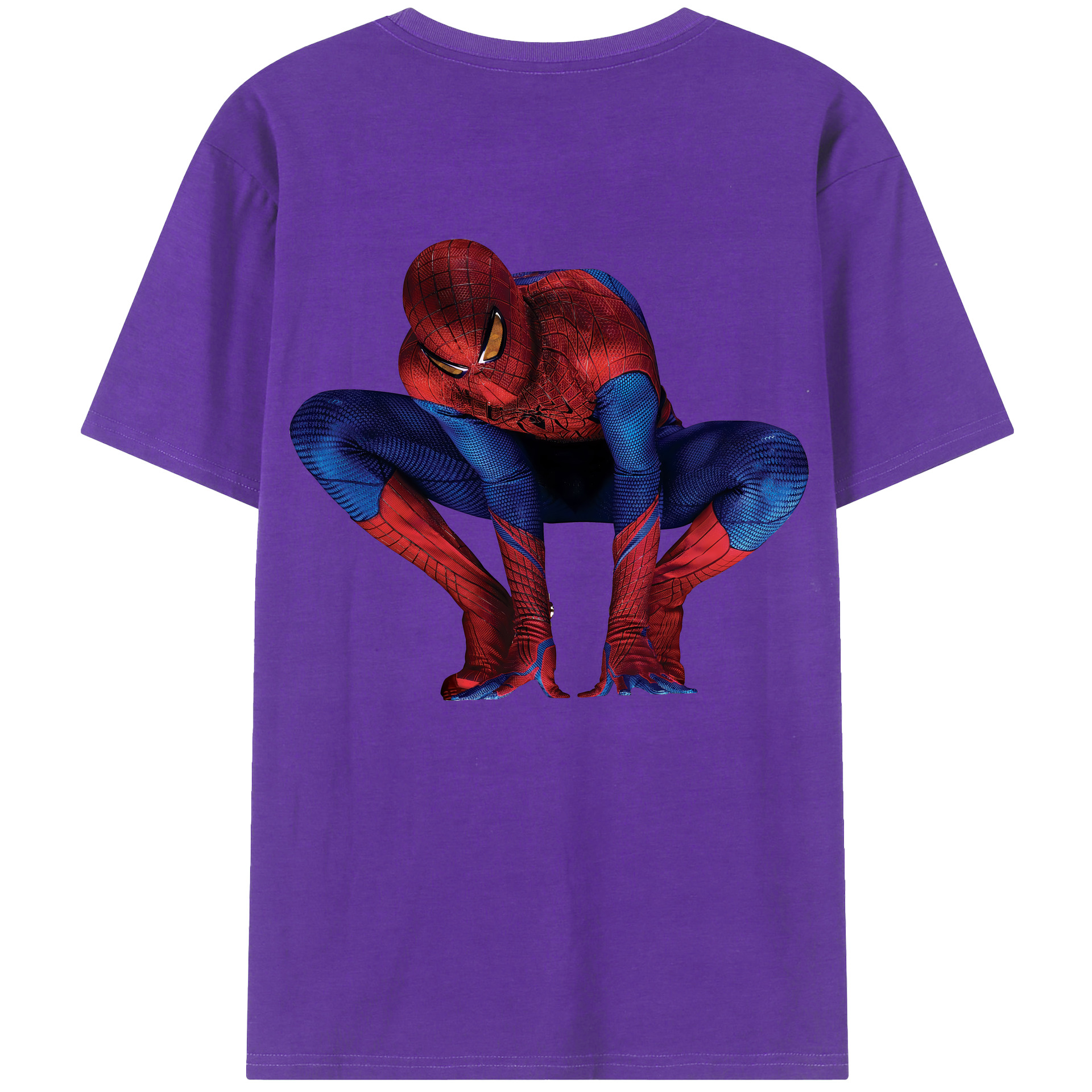 （画像用） Spider Man スパイダーマン 綿100％ メンズ半袖Tシャツ（バックプリント） 通気性