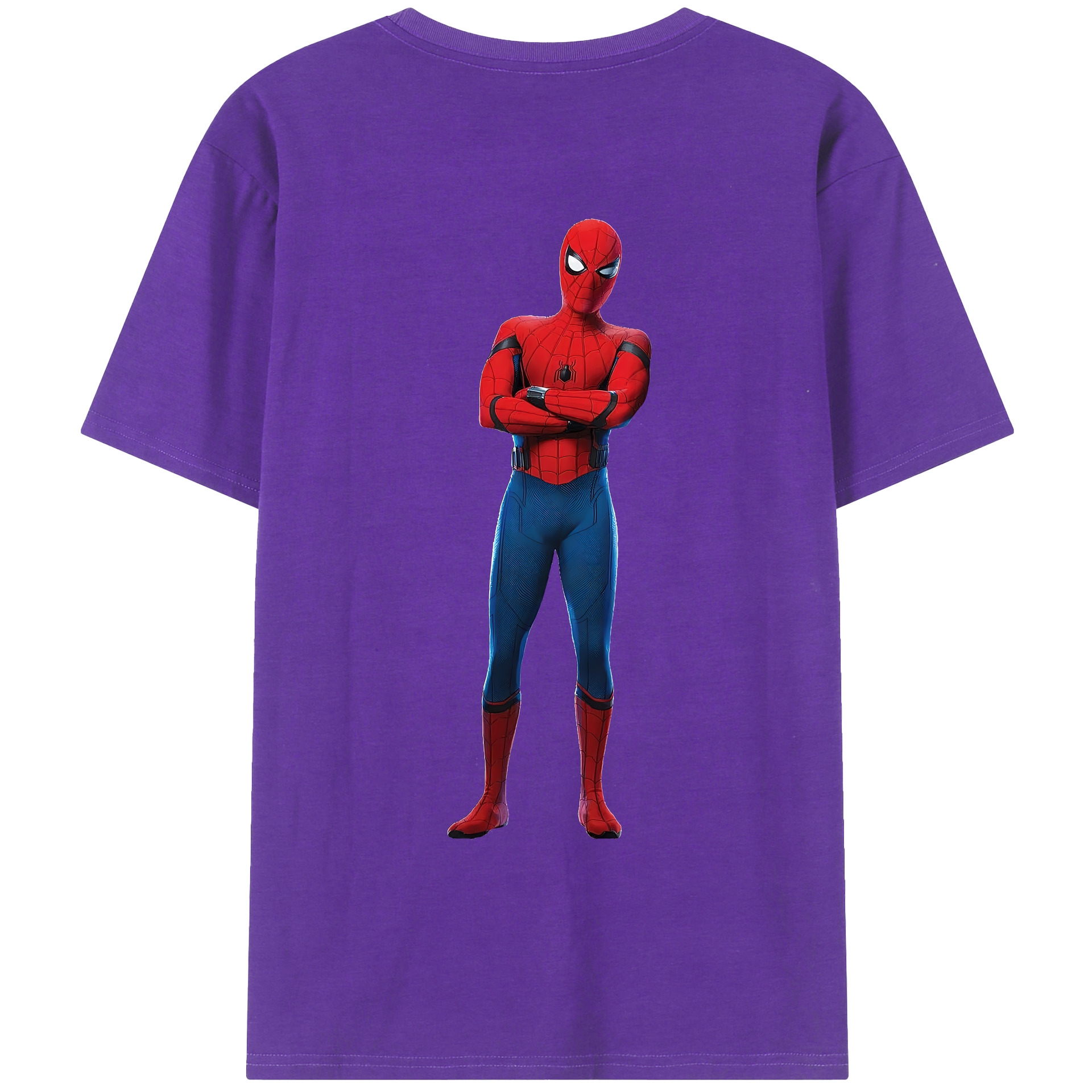 （画像用） Spider Man スパイダーマン 綿100％ メンズ半袖Tシャツ（バックプリント） 通気性