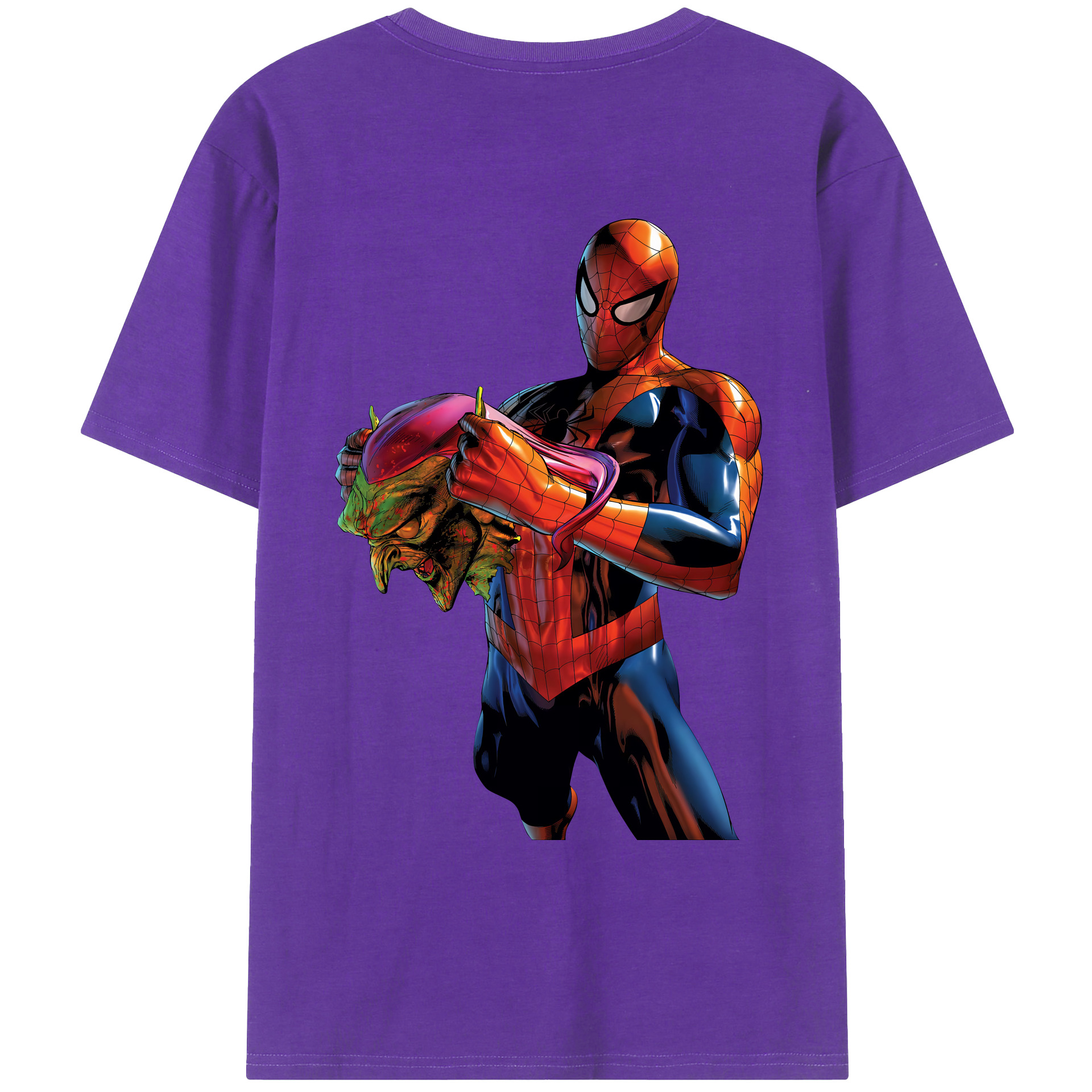 （画像用） Spider Man スパイダーマン 綿100％ メンズ半袖Tシャツ（バックプリント） 通気性