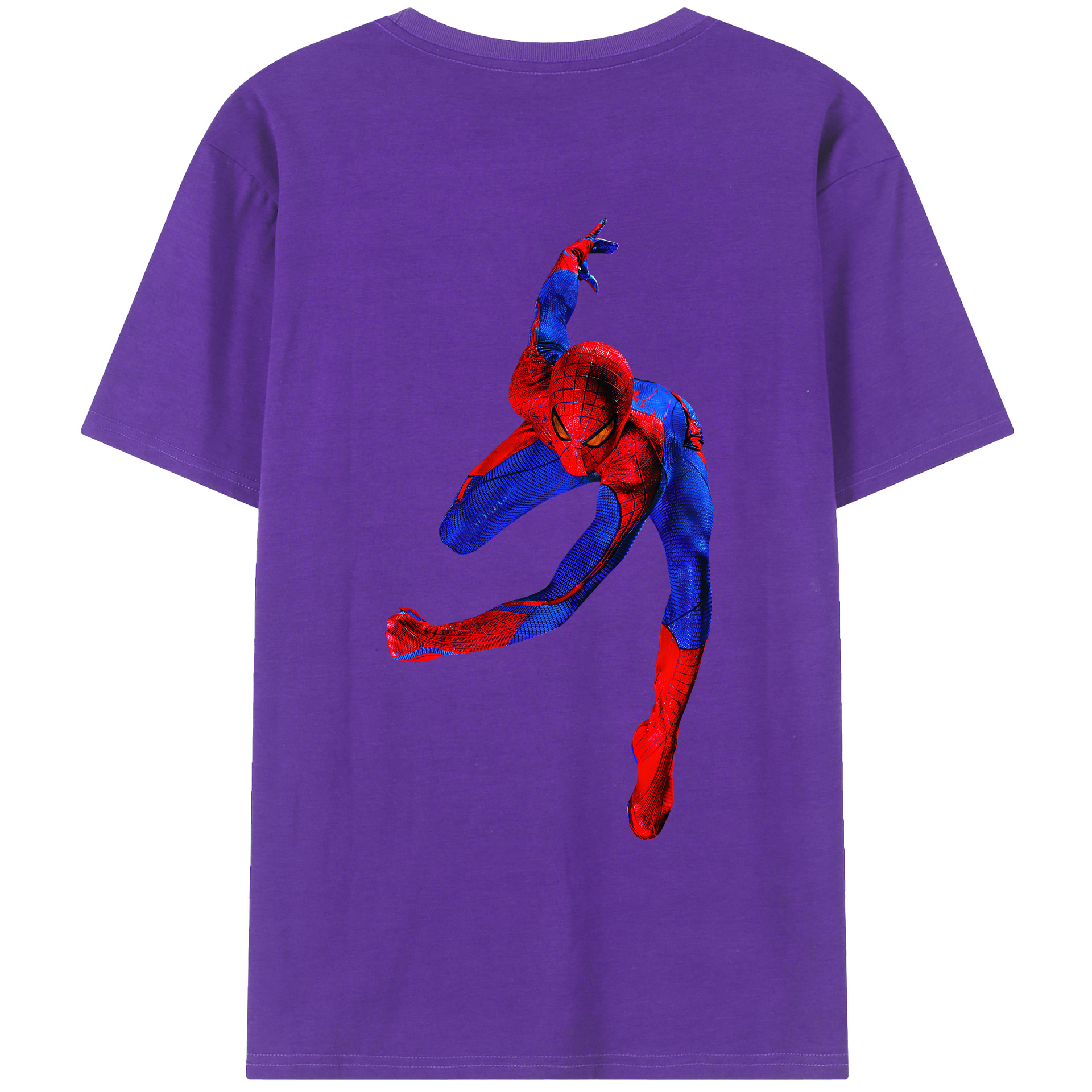（画像用） Spider Man スパイダーマン 綿100％ メンズ半袖Tシャツ（バックプリント） 通気性