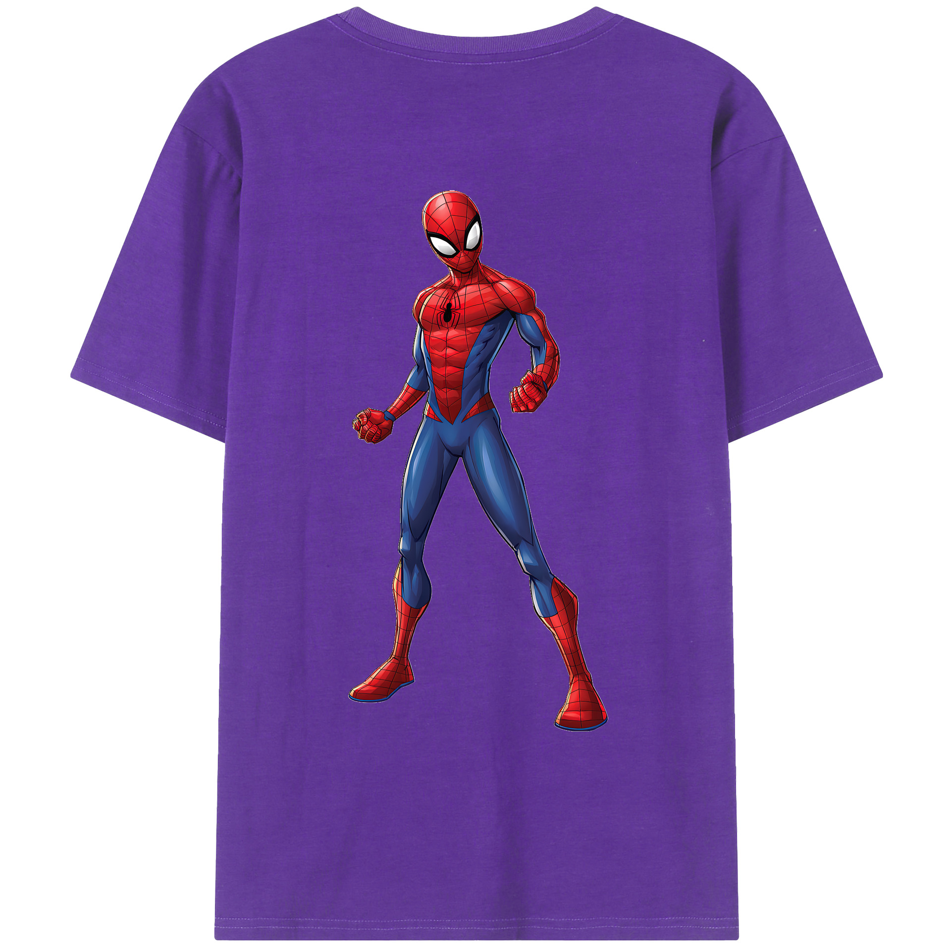 （画像用） Spider Man スパイダーマン 綿100％ メンズ半袖Tシャツ（バックプリント） 通気性