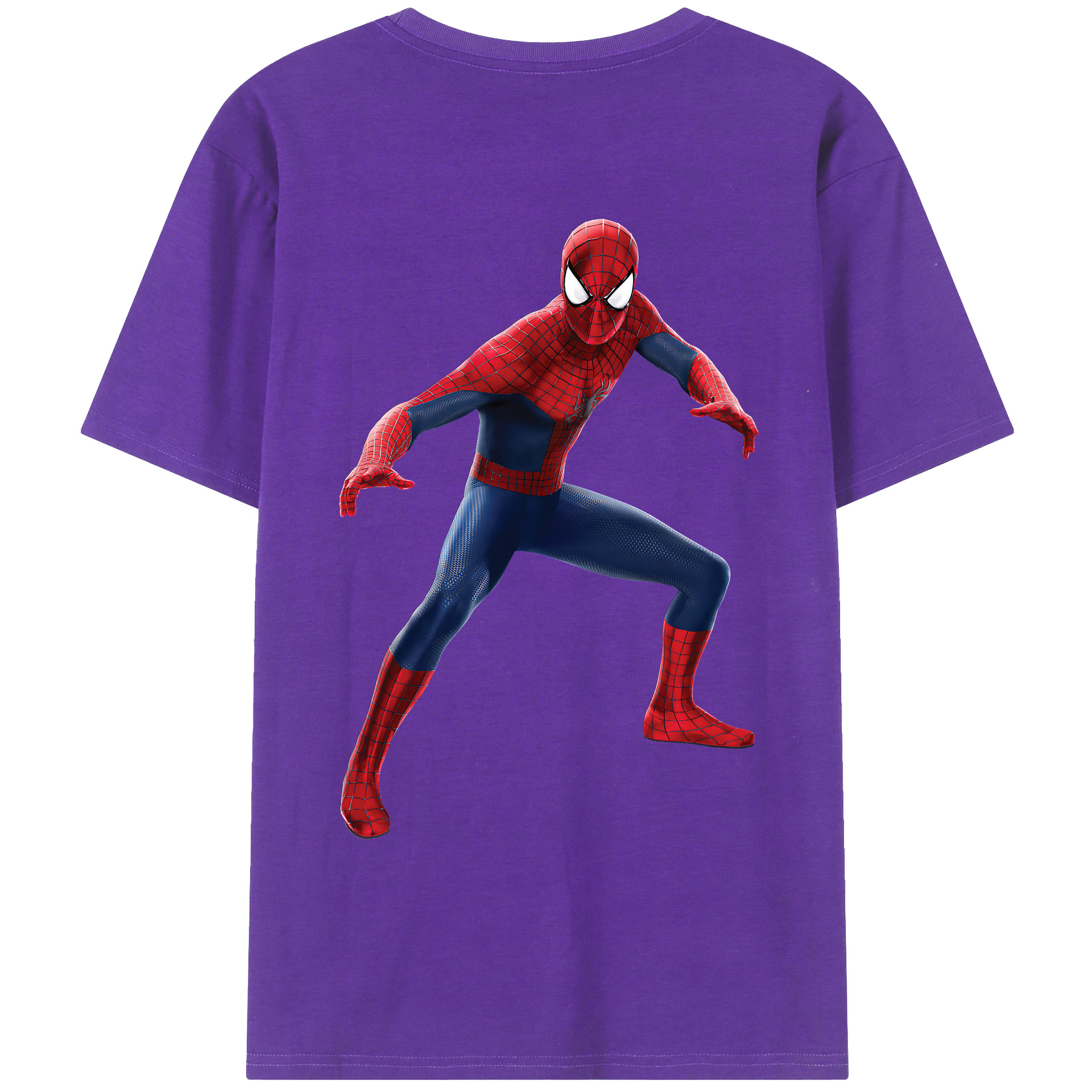 （画像用） Spider Man スパイダーマン 綿100％ メンズ半袖Tシャツ（バックプリント） 通気性