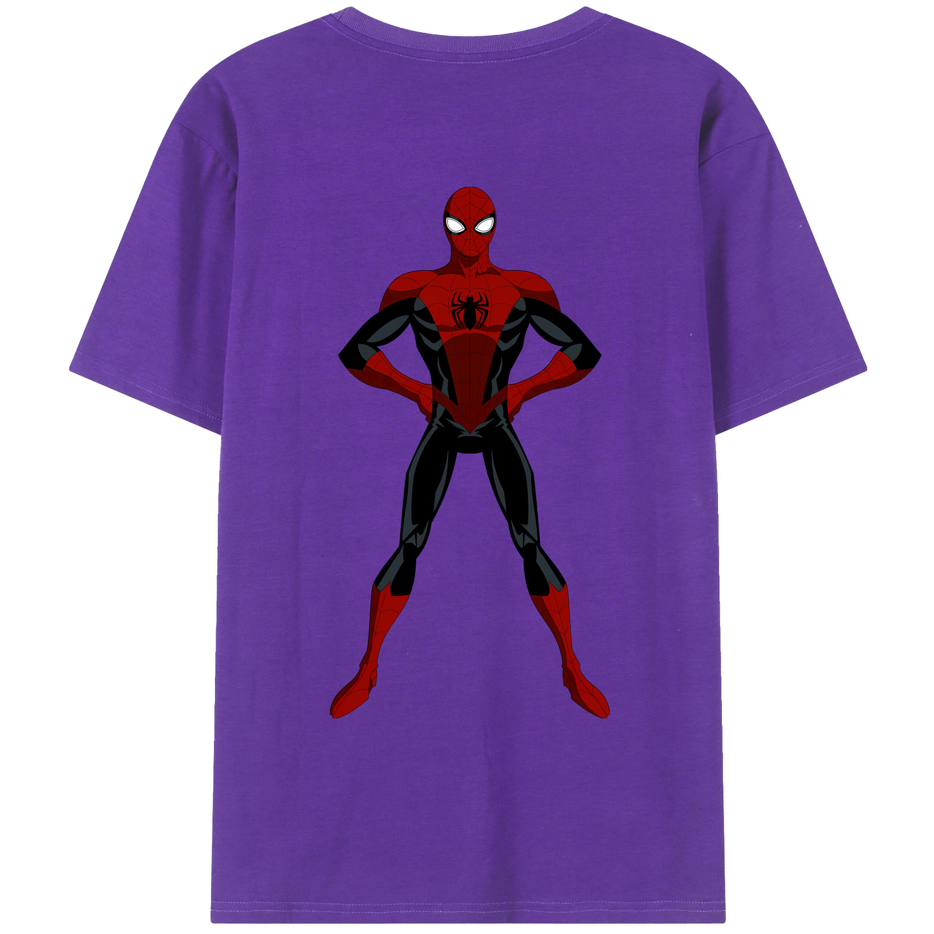 （画像用） Spider Man スパイダーマン 綿100％ メンズ半袖Tシャツ（バックプリント） 通気性