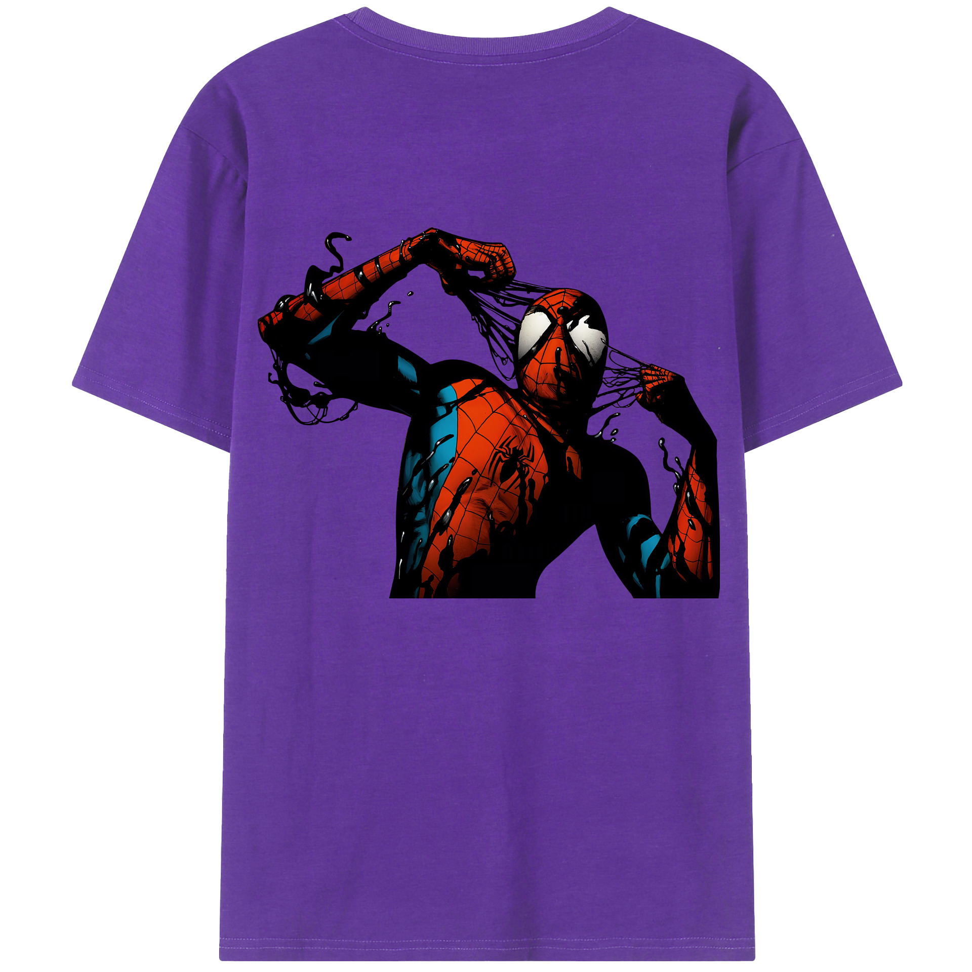 （画像用） Spider Man スパイダーマン 綿100％ メンズ半袖Tシャツ（バックプリント） 通気性