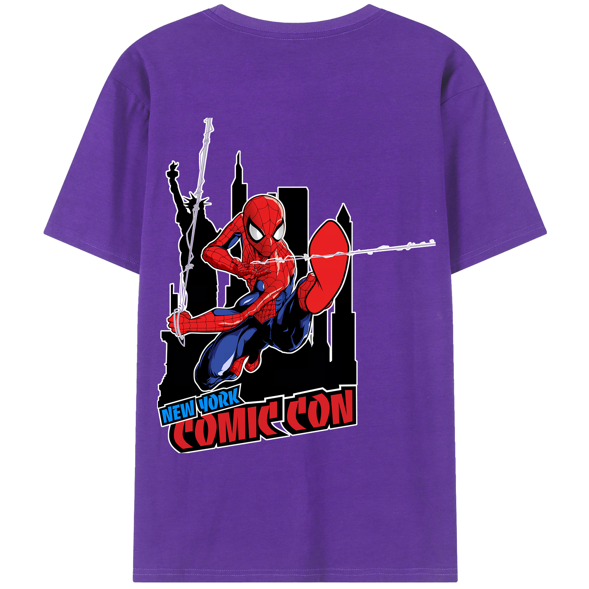 （画像用） Spider Man スパイダーマン 綿100％ メンズ半袖Tシャツ（バックプリント） 通気性