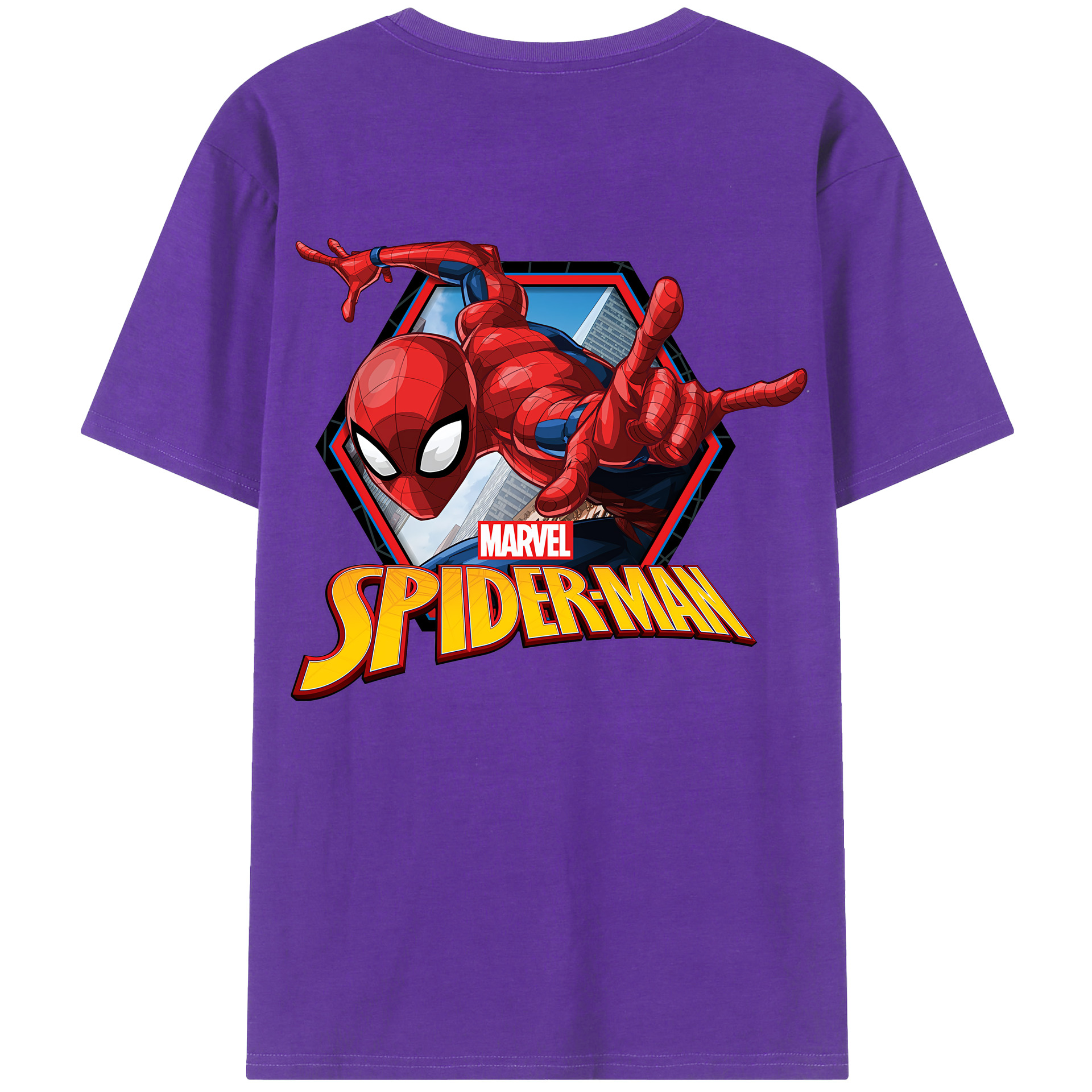 （画像用） Spider Man スパイダーマン 綿100％ メンズ半袖Tシャツ（バックプリント） 通気性