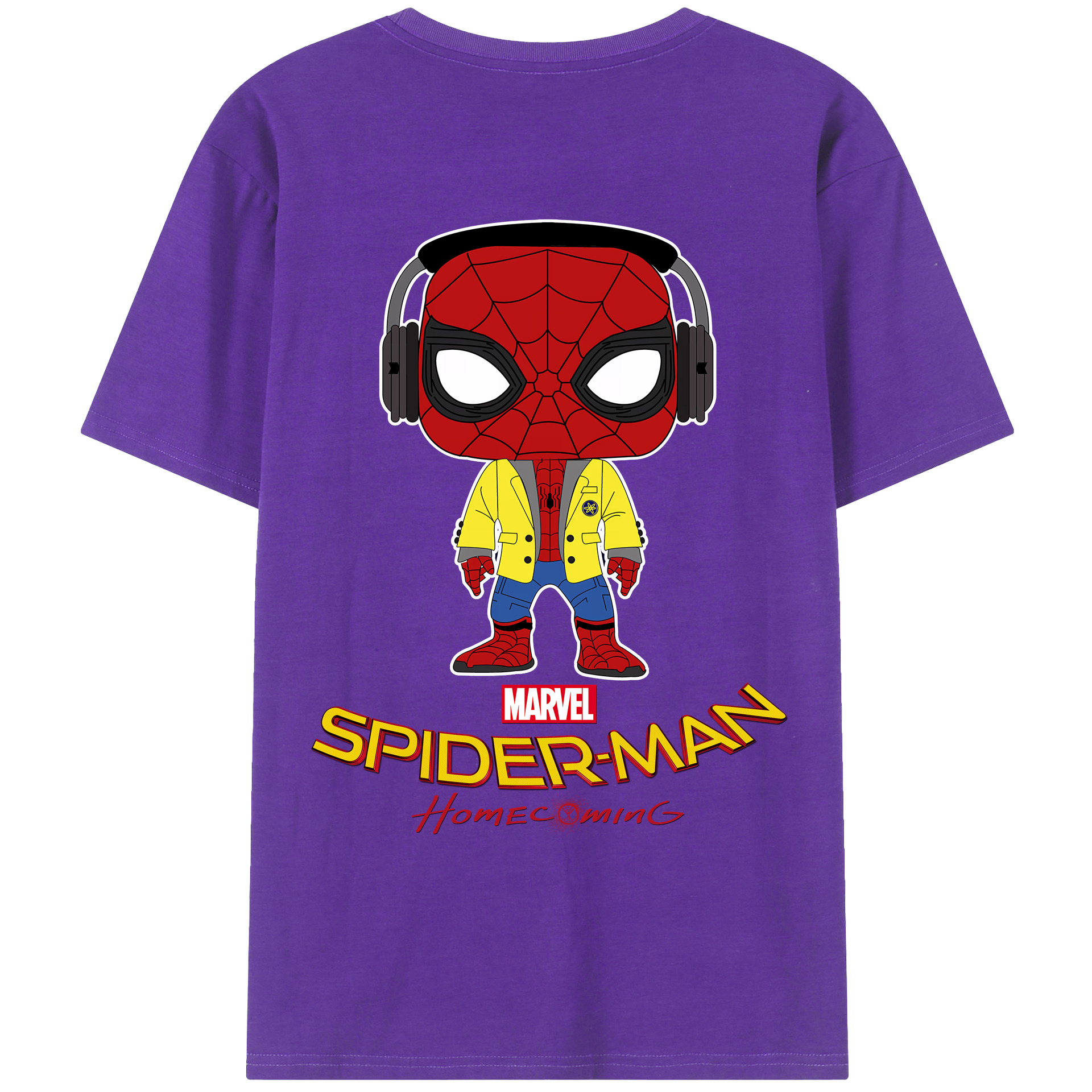 （画像用） Spider Man スパイダーマン 綿100％ メンズ半袖Tシャツ（バックプリント） 通気性