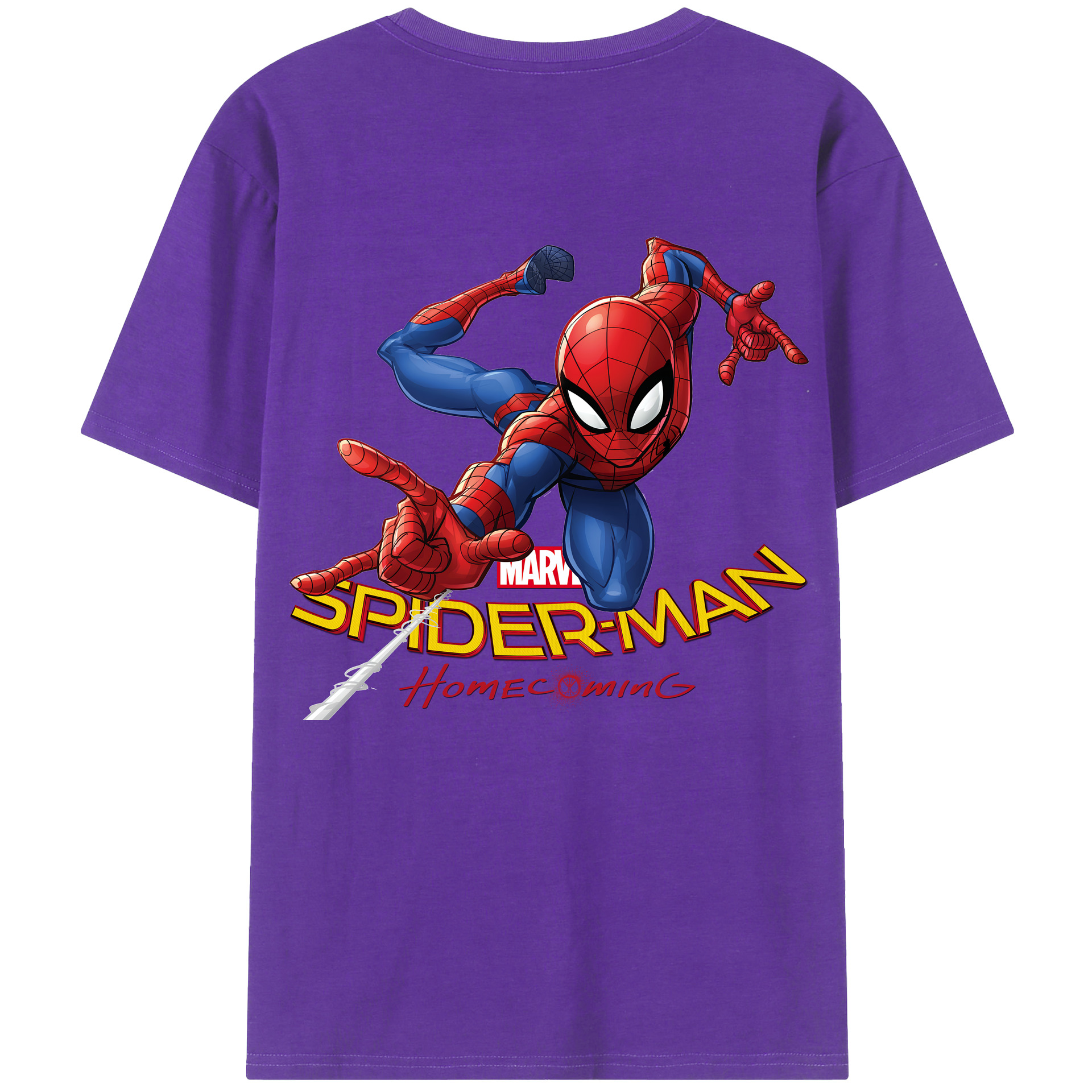 （画像用） Spider Man スパイダーマン 綿100％ メンズ半袖Tシャツ（バックプリント） 通気性