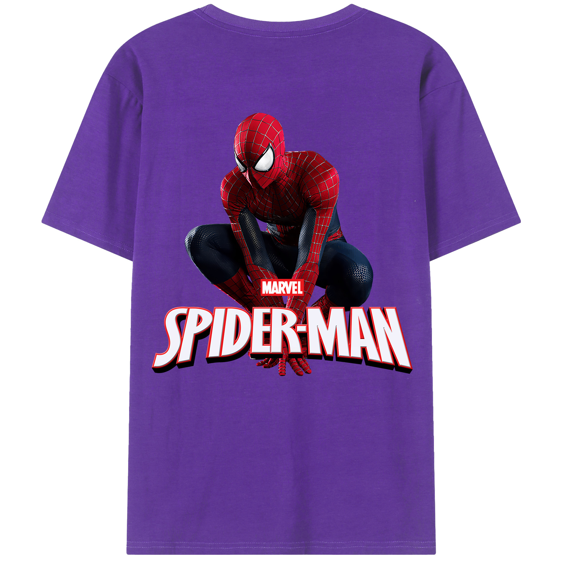 （画像用） Spider Man スパイダーマン 綿100％ メンズ半袖Tシャツ（バックプリント） 通気性