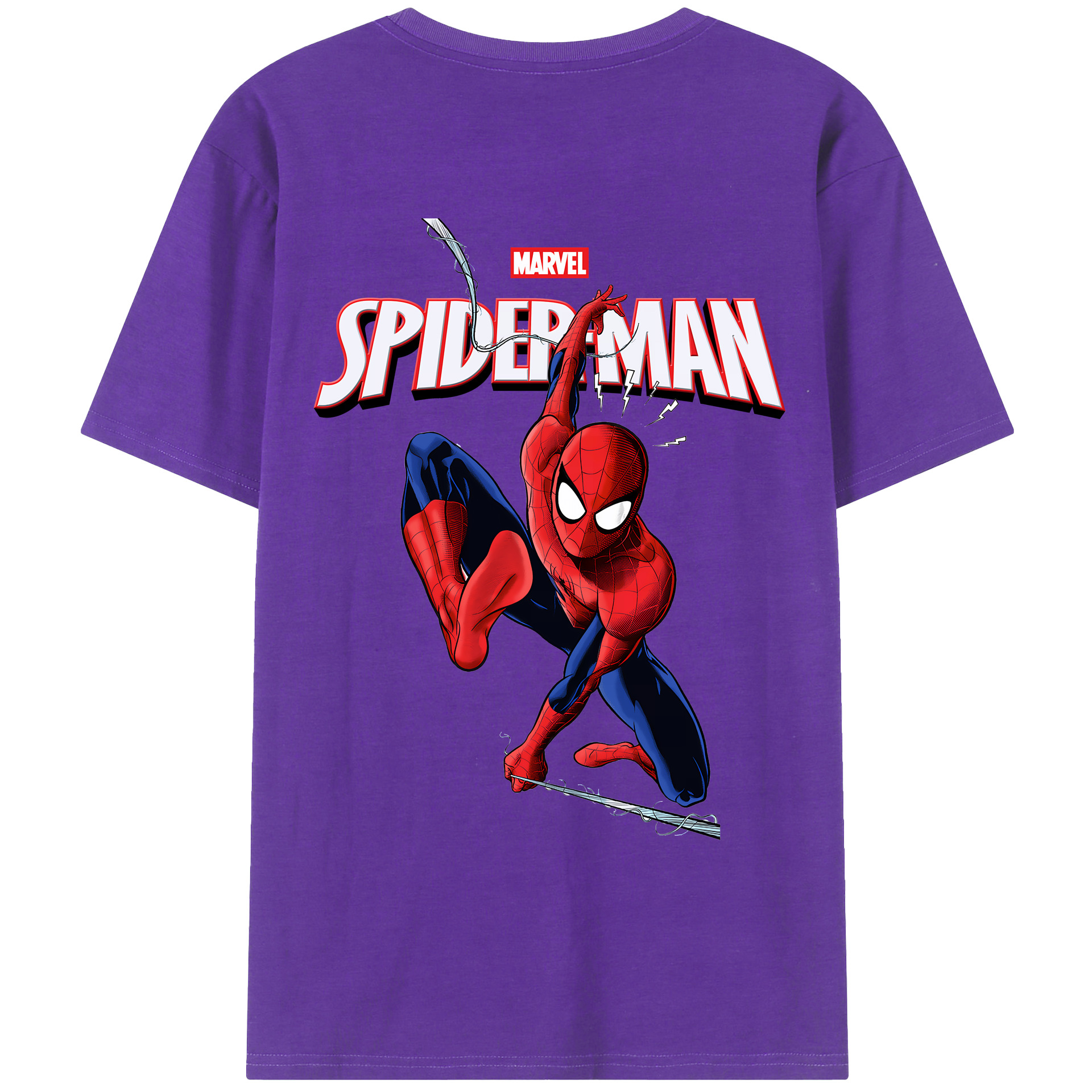 （画像用） Spider Man スパイダーマン 綿100％ メンズ半袖Tシャツ（バックプリント） 通気性