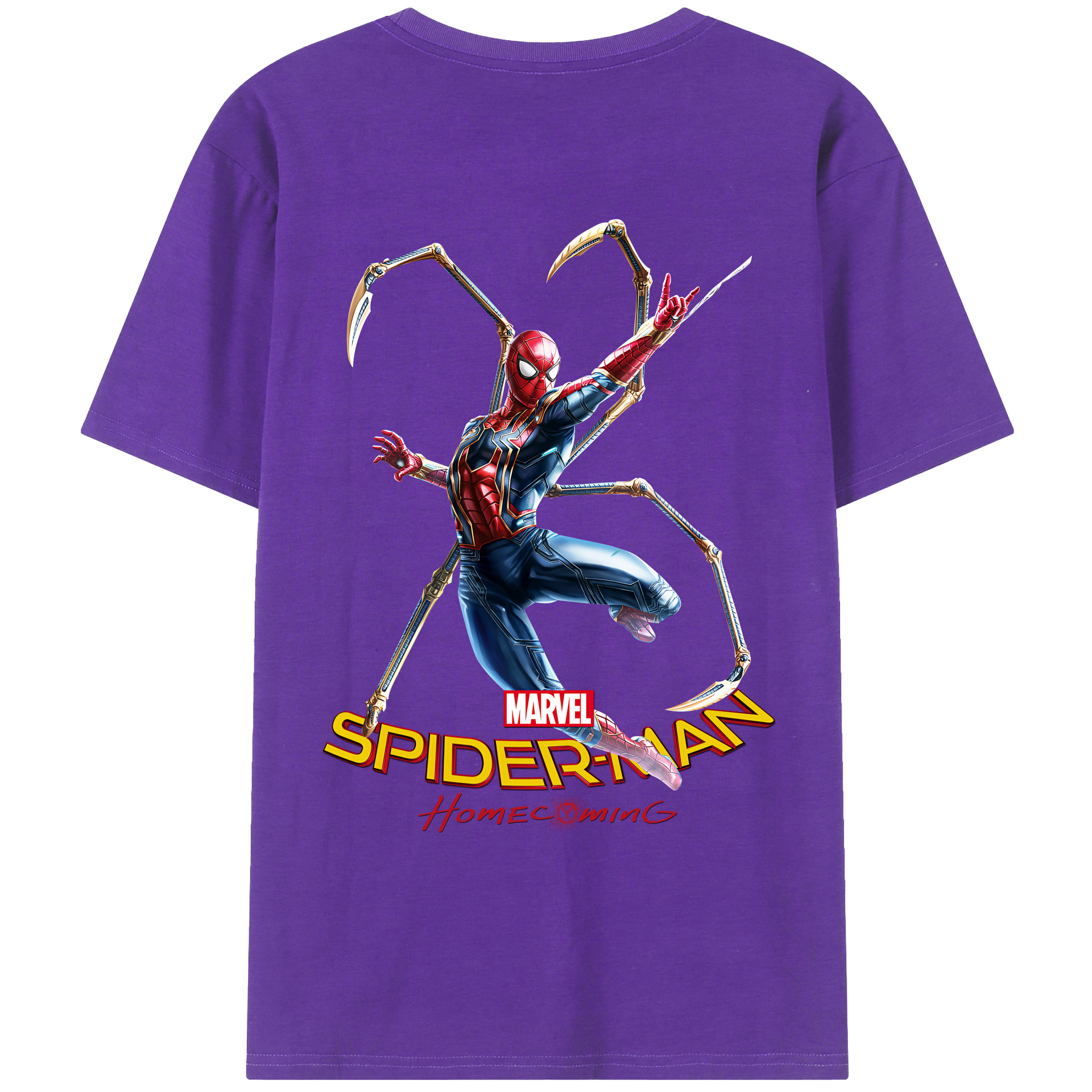 （画像用） Spider Man スパイダーマン 綿100％ メンズ半袖Tシャツ（バックプリント） 通気性