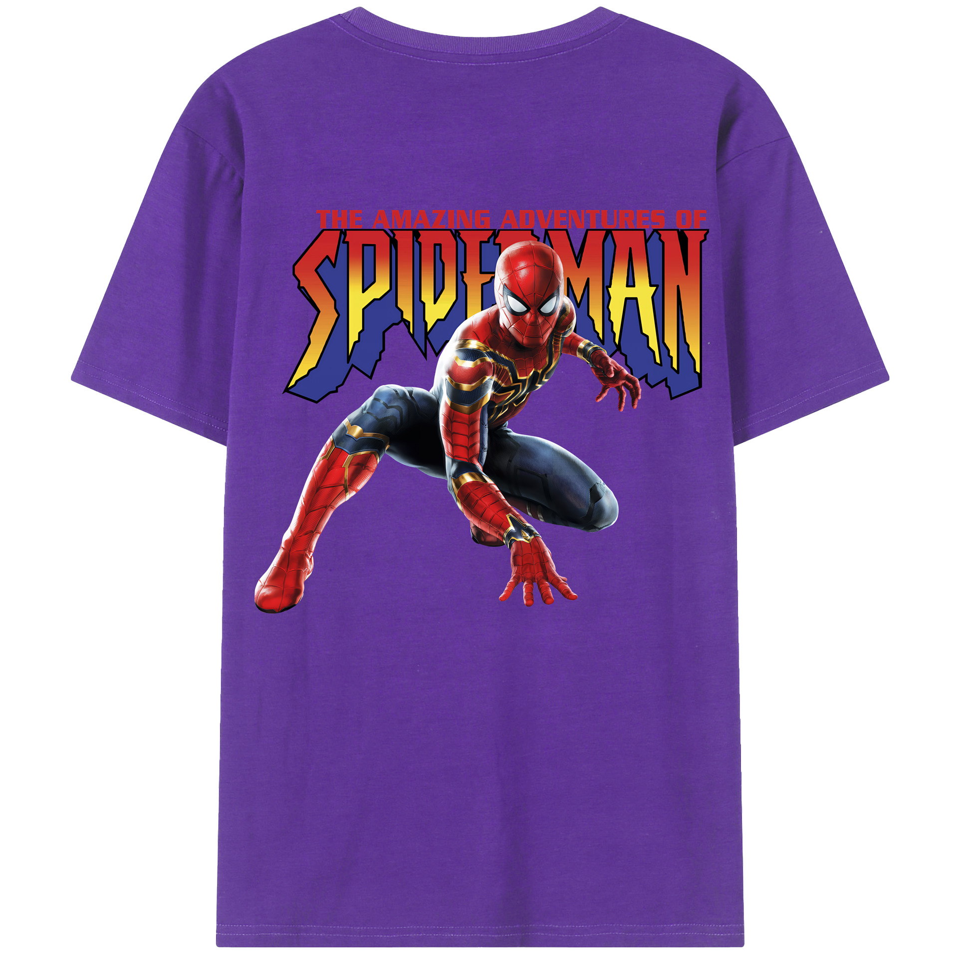 （画像用） Spider Man スパイダーマン 綿100％ メンズ半袖Tシャツ（バックプリント） 通気性