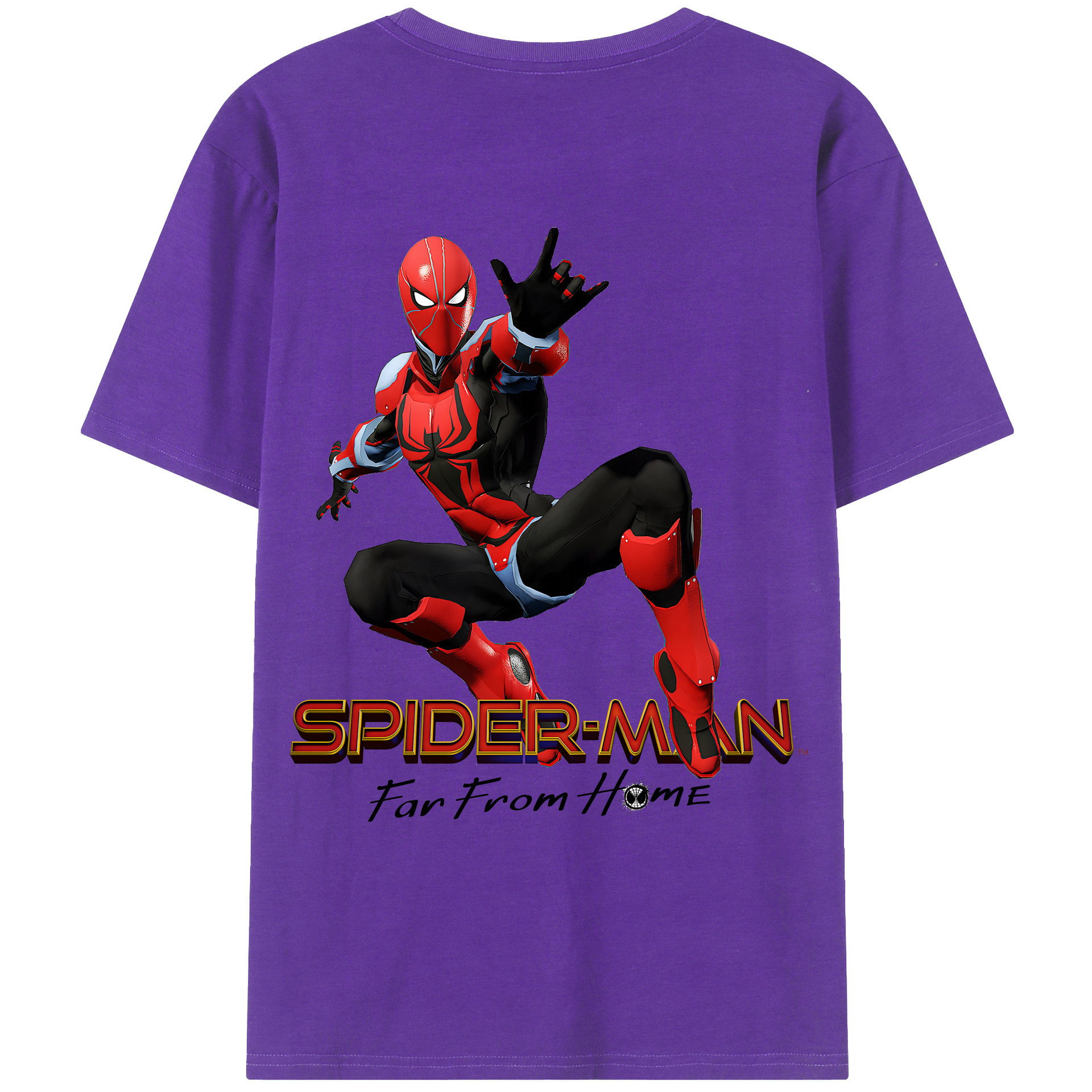 （画像用） Spider Man スパイダーマン 綿100％ メンズ半袖Tシャツ（バックプリント） 通気性