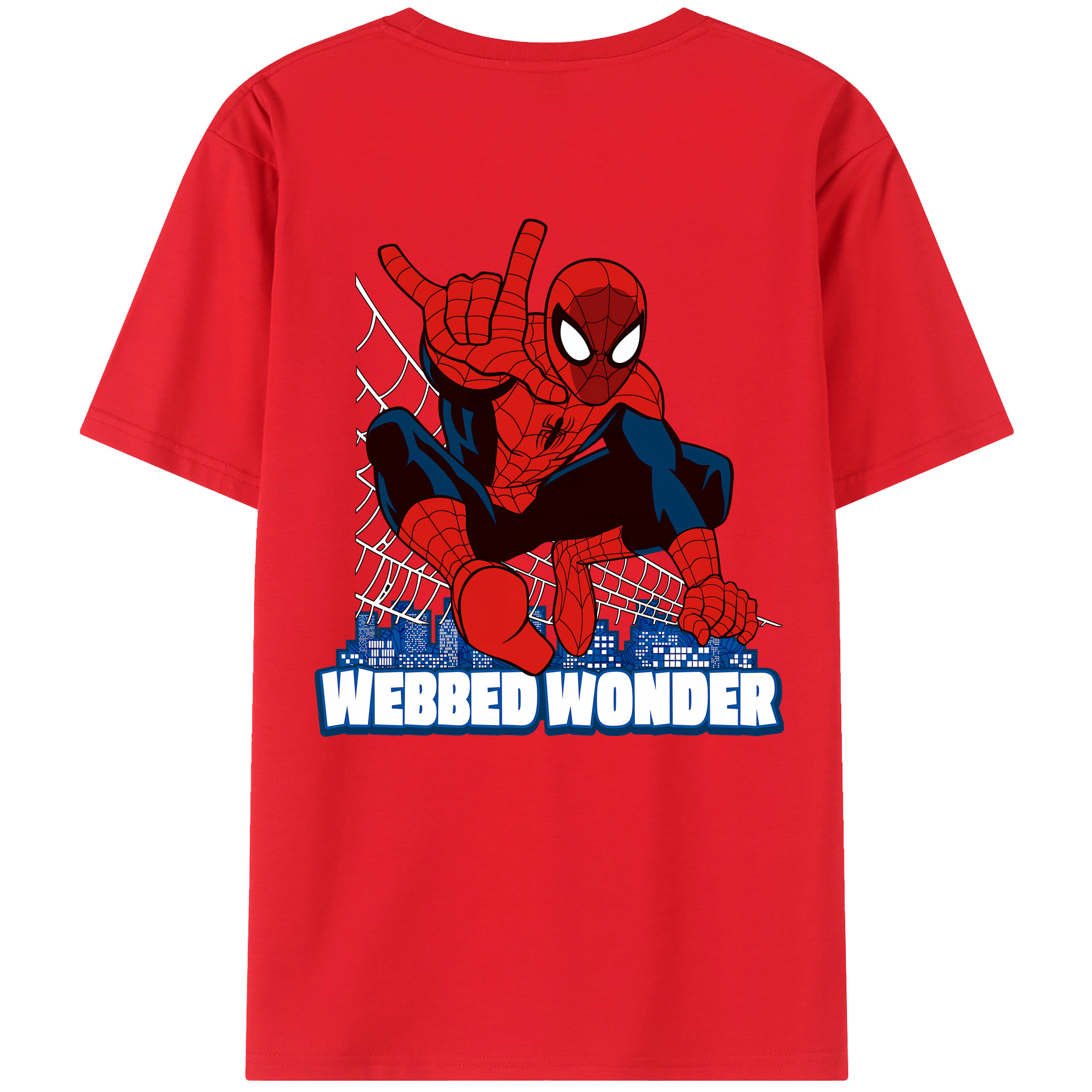 （画像用） Spider Man スパイダーマン 綿100％ メンズ半袖Tシャツ（バックプリント） 通気性