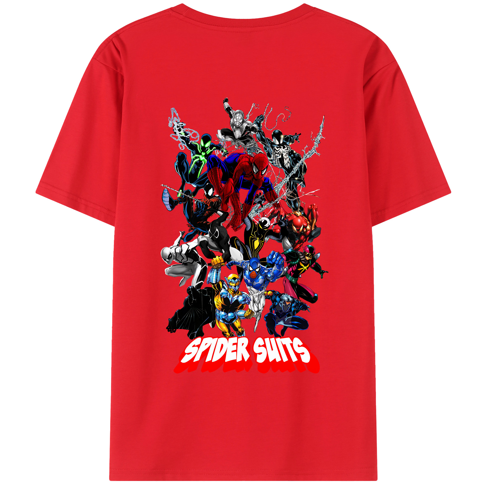（画像用） Spider Man スパイダーマン 綿100％ メンズ半袖Tシャツ（バックプリント） 通気性