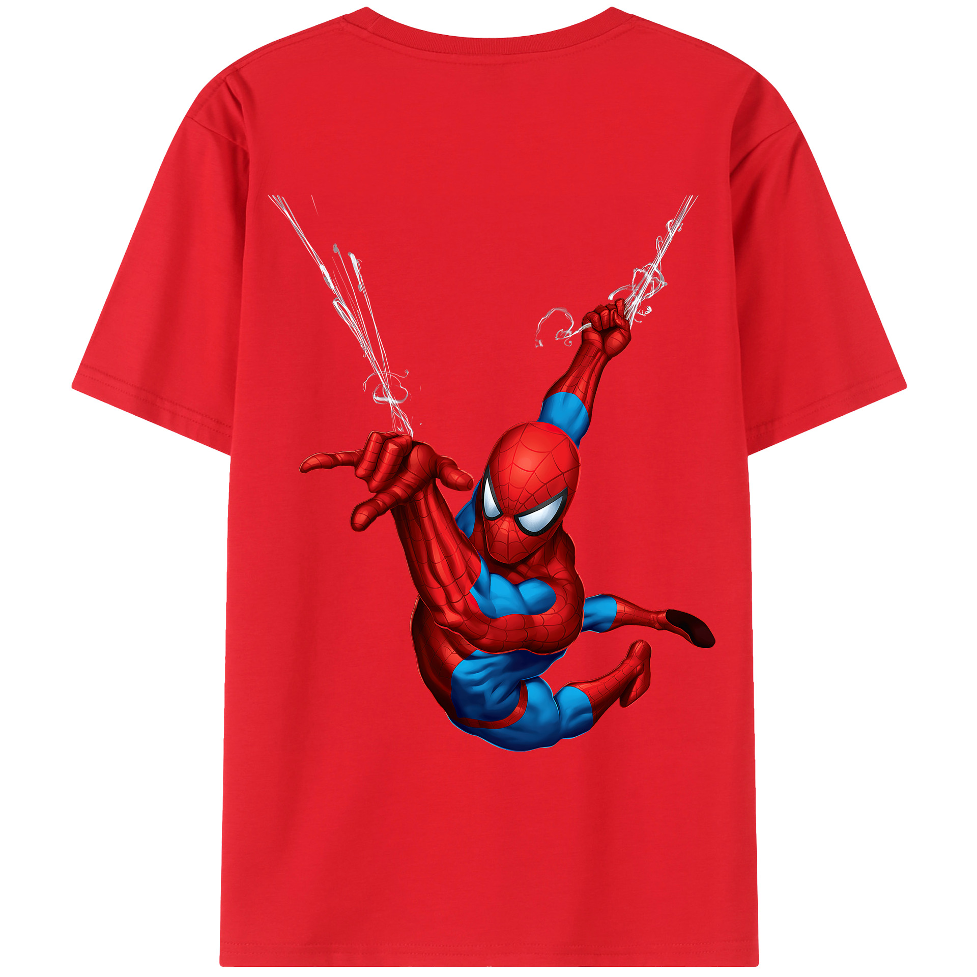 （画像用） Spider Man スパイダーマン 綿100％ メンズ半袖Tシャツ（バックプリント） 通気性