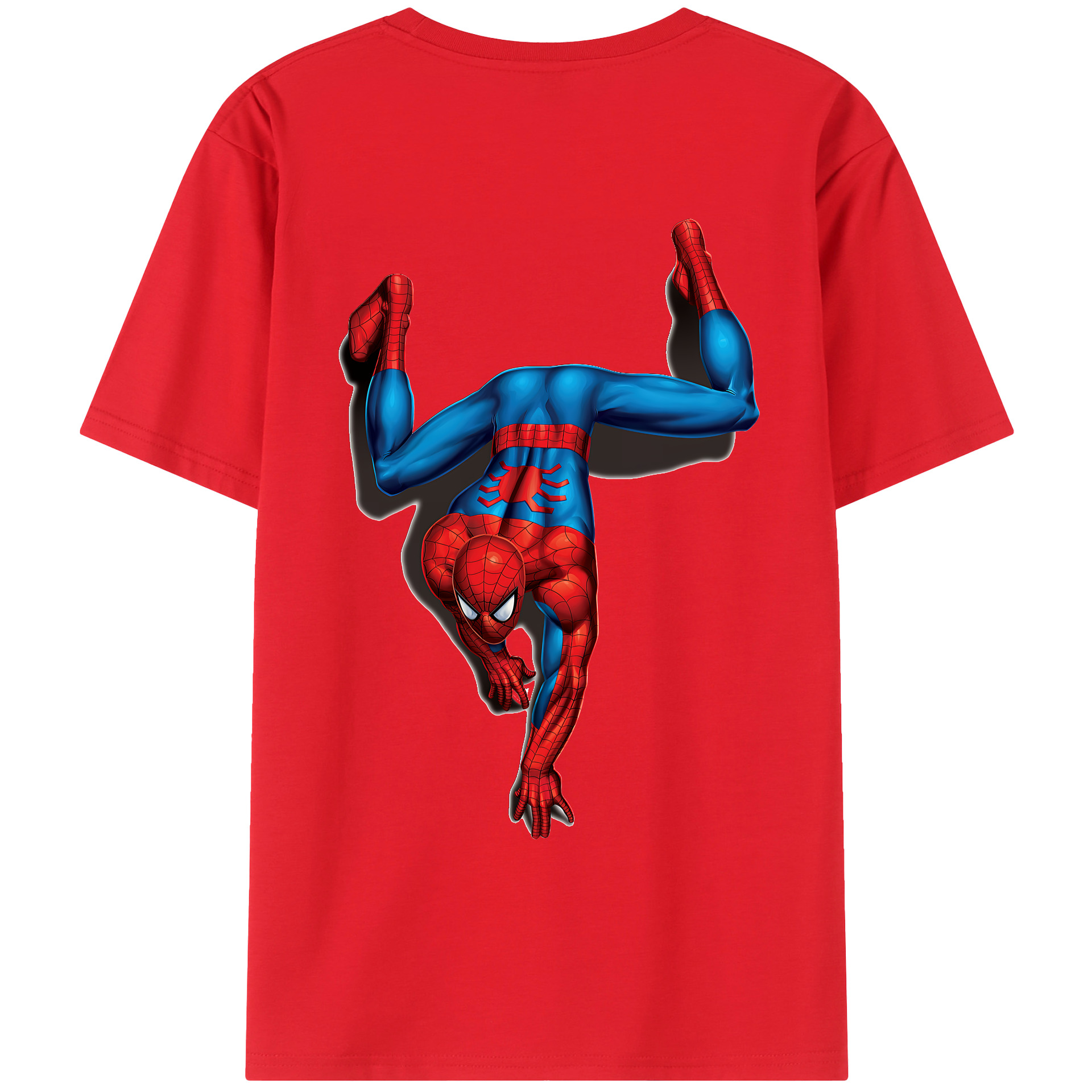 （画像用） Spider Man スパイダーマン 綿100％ メンズ半袖Tシャツ（バックプリント） 通気性