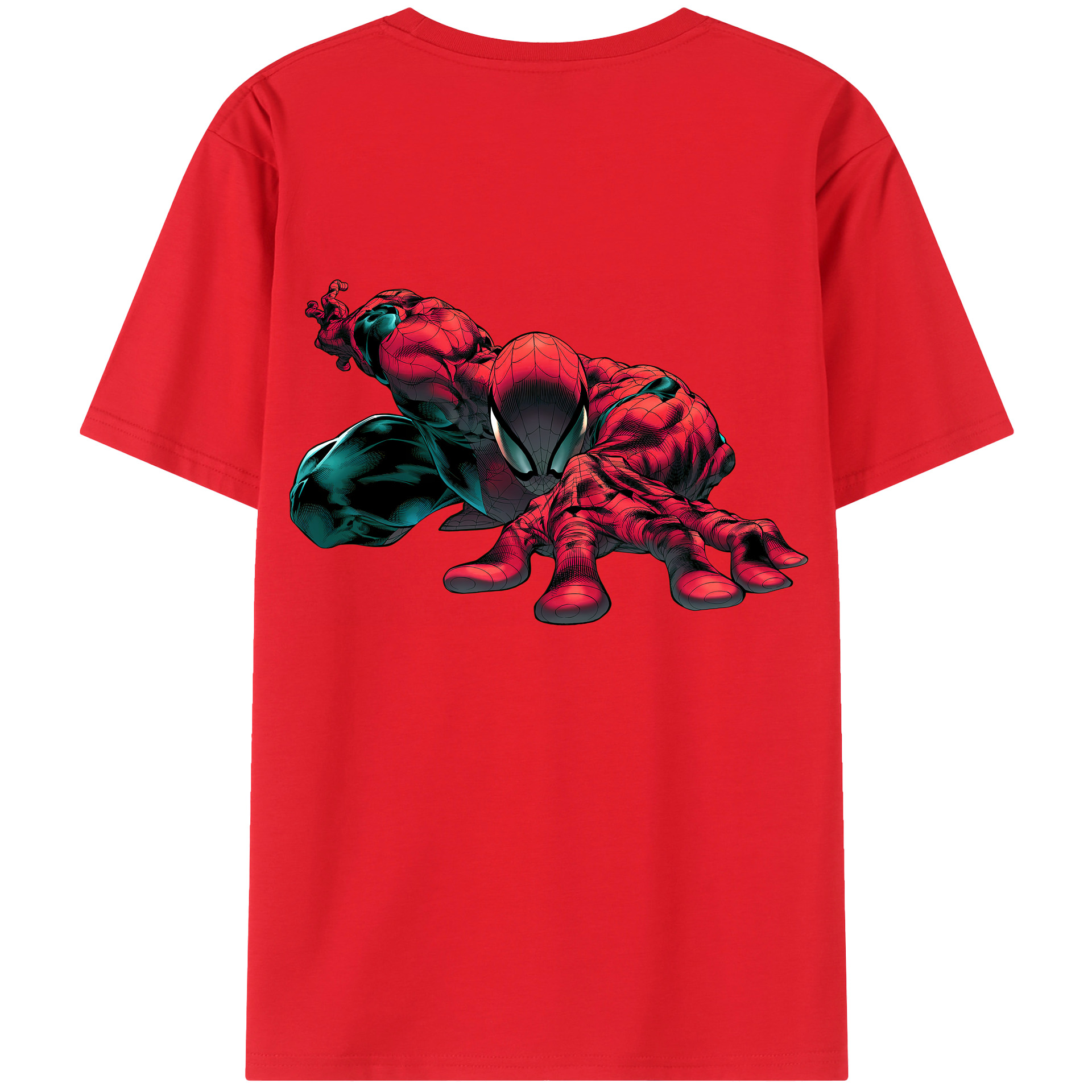 （画像用） Spider Man スパイダーマン 綿100％ メンズ半袖Tシャツ（バックプリント） 通気性