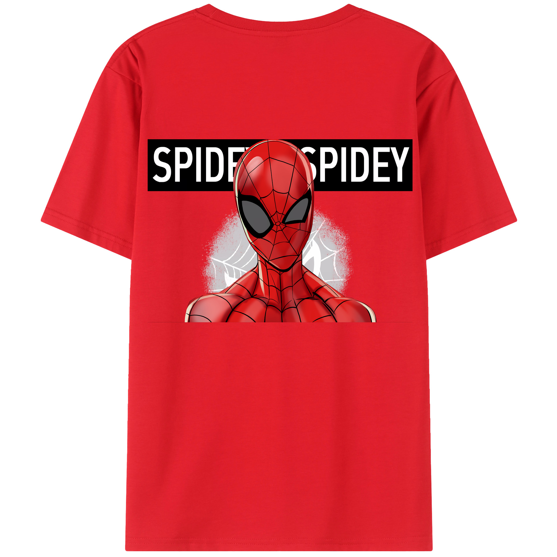 （画像用） Spider Man スパイダーマン 綿100％ メンズ半袖Tシャツ（バックプリント） 通気性