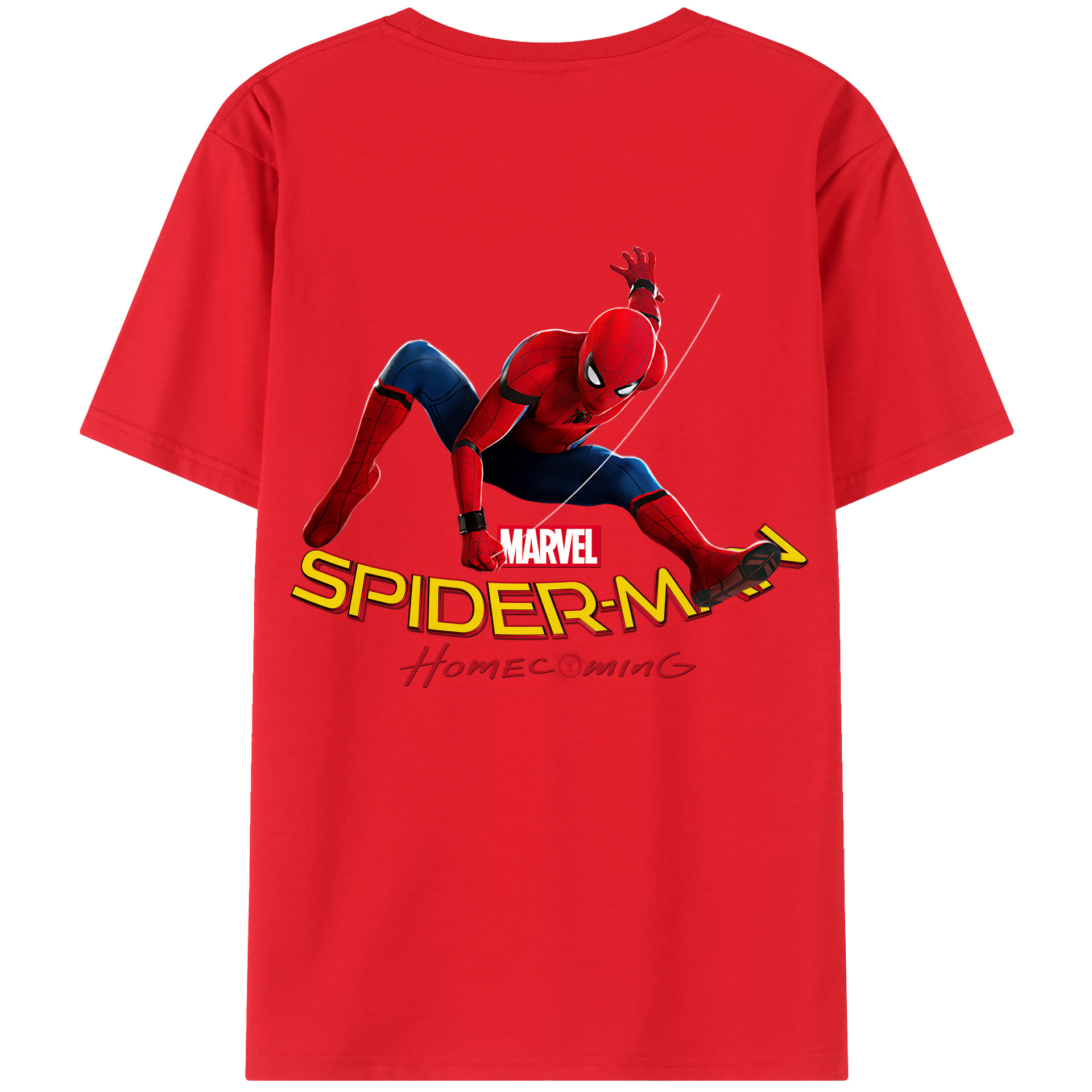 （画像用） Spider Man スパイダーマン 綿100％ メンズ半袖Tシャツ（バックプリント） 通気性