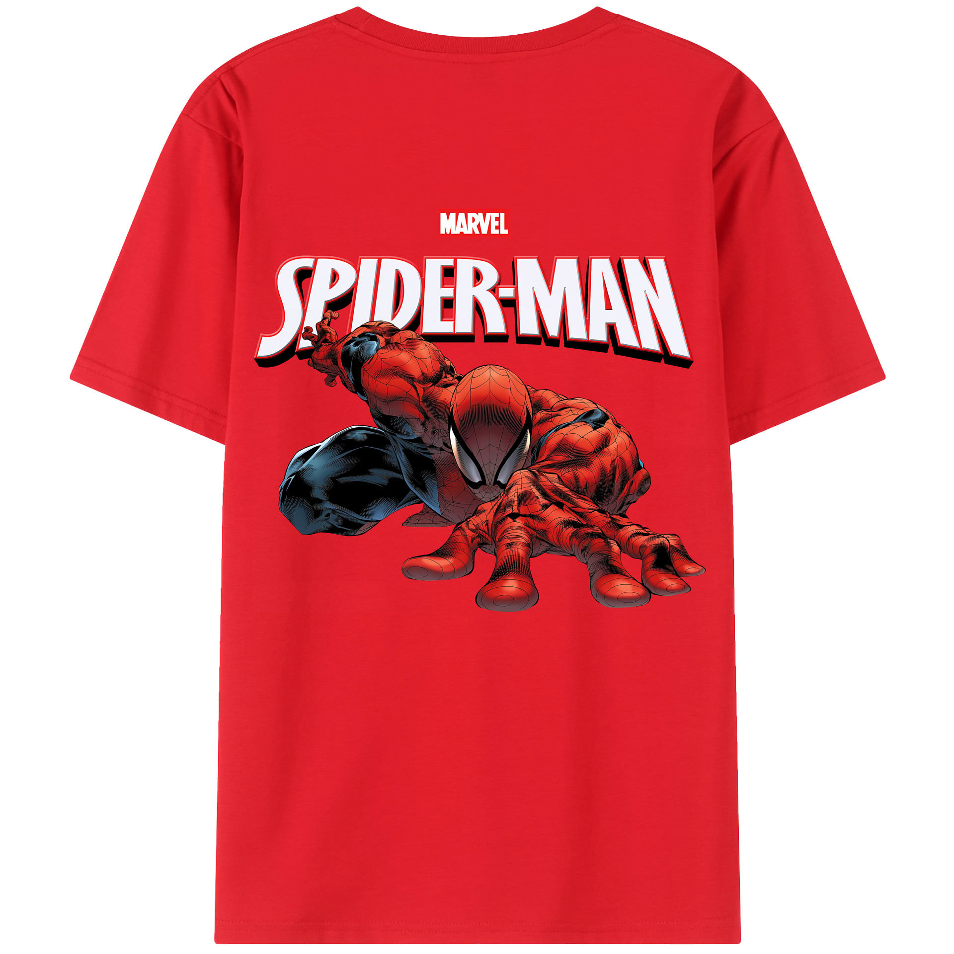 （画像用） Spider Man スパイダーマン 綿100％ メンズ半袖Tシャツ（バックプリント） 通気性