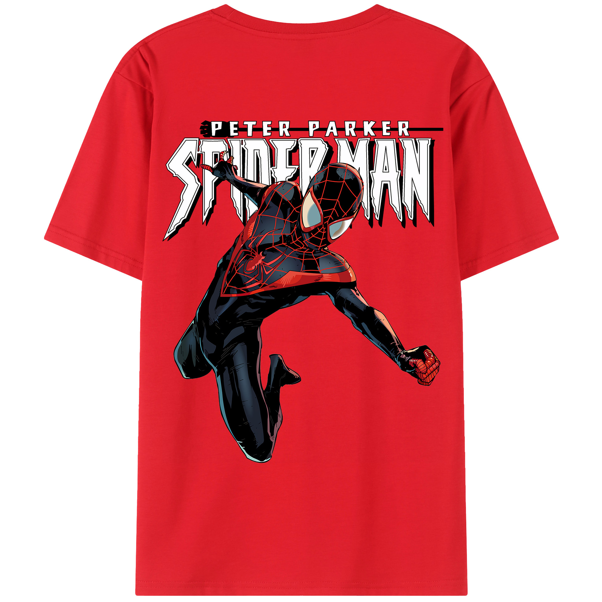 （画像用） Spider Man スパイダーマン 綿100％ メンズ半袖Tシャツ（バックプリント） 通気性