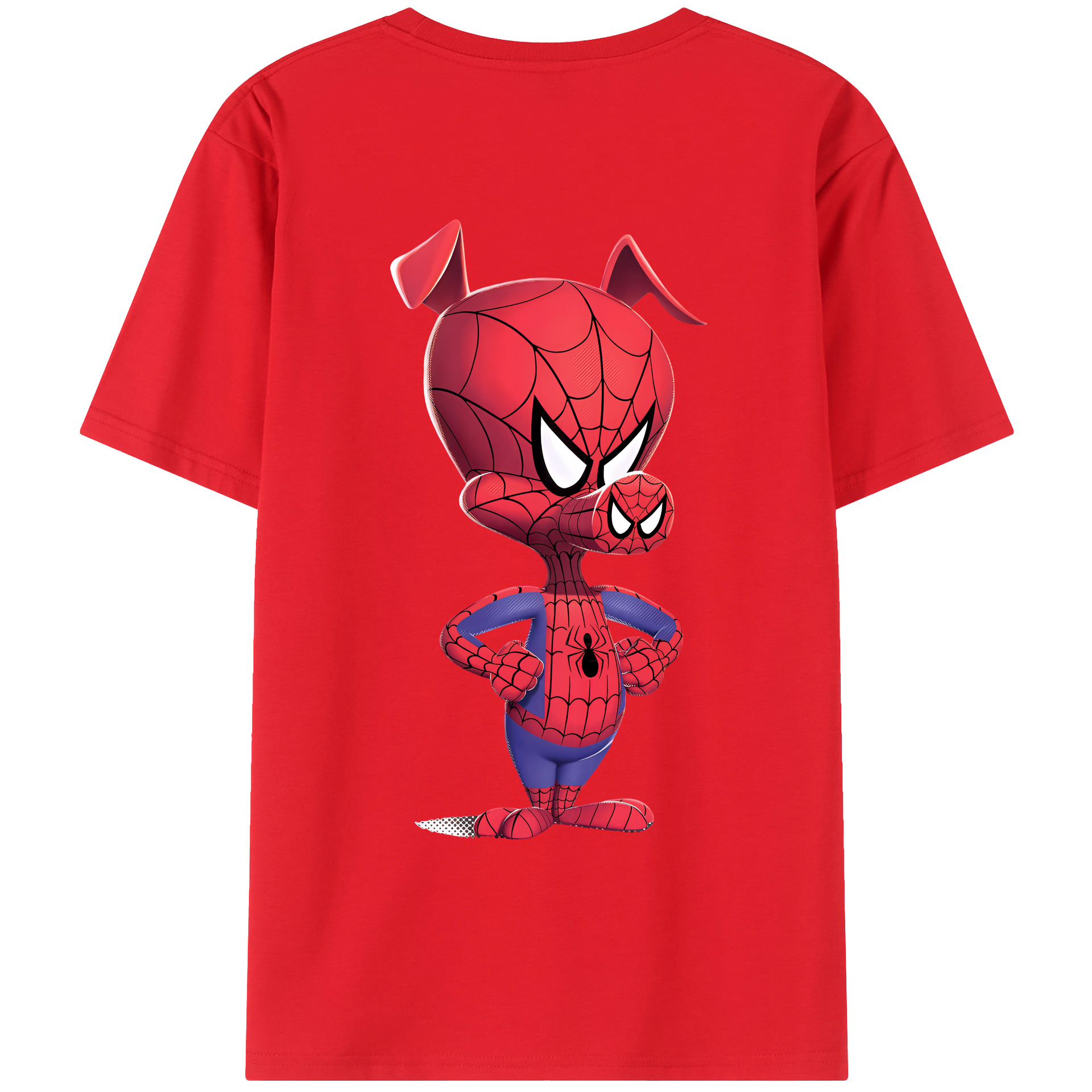 （画像用） Spider Man スパイダーマン 綿100％ メンズ半袖Tシャツ（バックプリント） 通気性