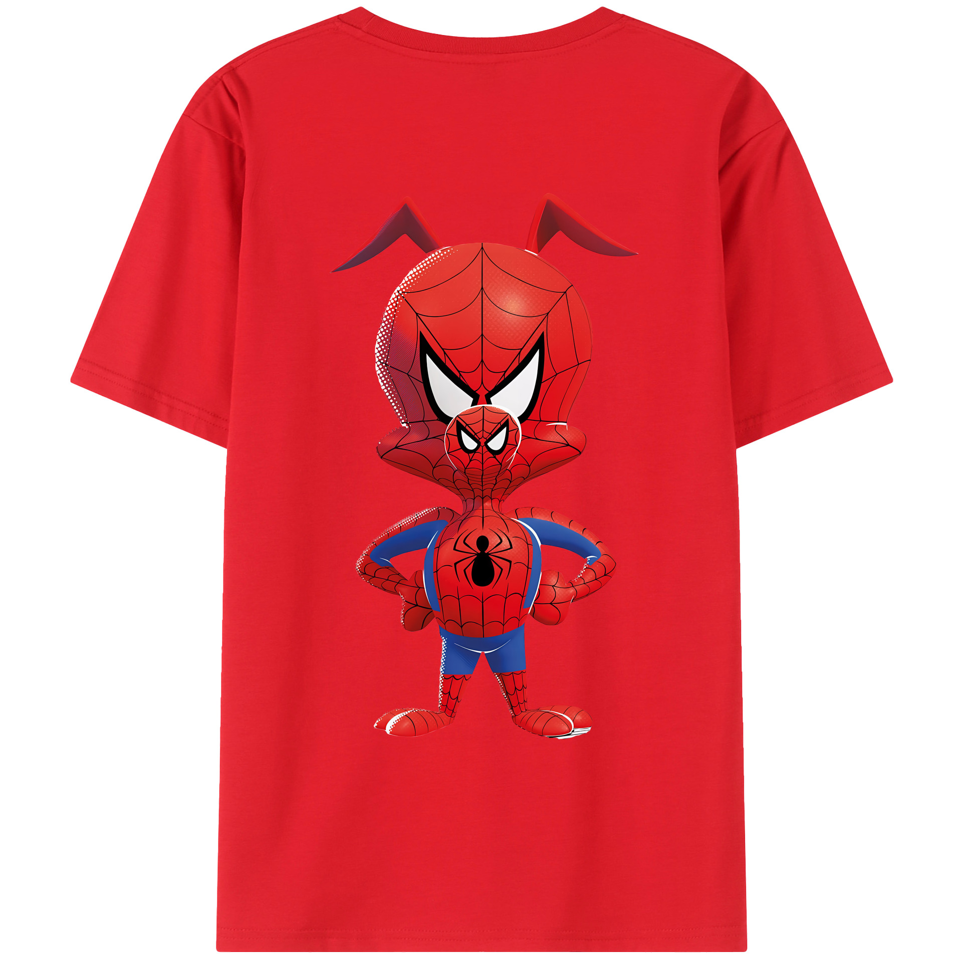 （画像用） Spider Man スパイダーマン 綿100％ メンズ半袖Tシャツ（バックプリント） 通気性
