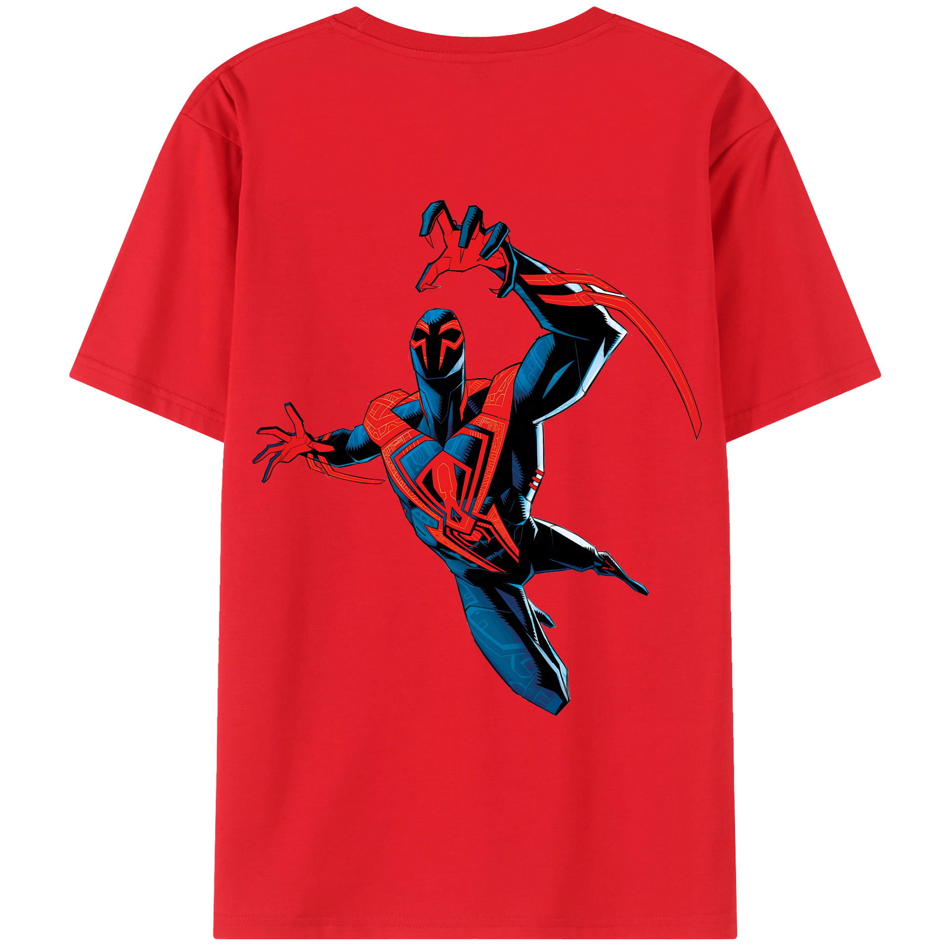 （画像用） Spider Man スパイダーマン 綿100％ メンズ半袖Tシャツ（バックプリント） 通気性