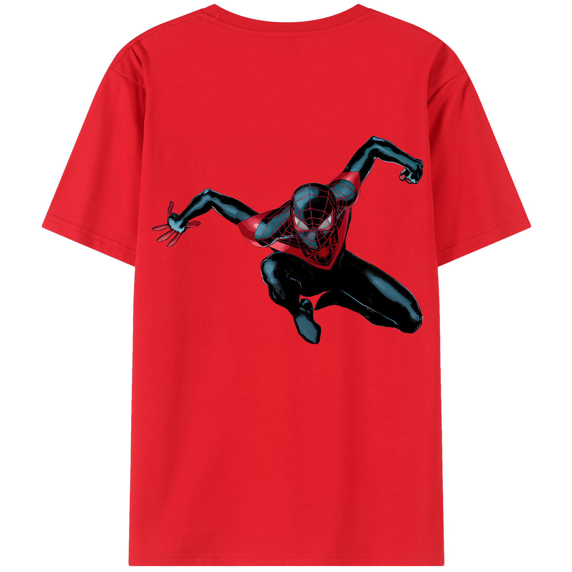 （画像用） Spider Man スパイダーマン 綿100％ メンズ半袖Tシャツ（バックプリント） 通気性