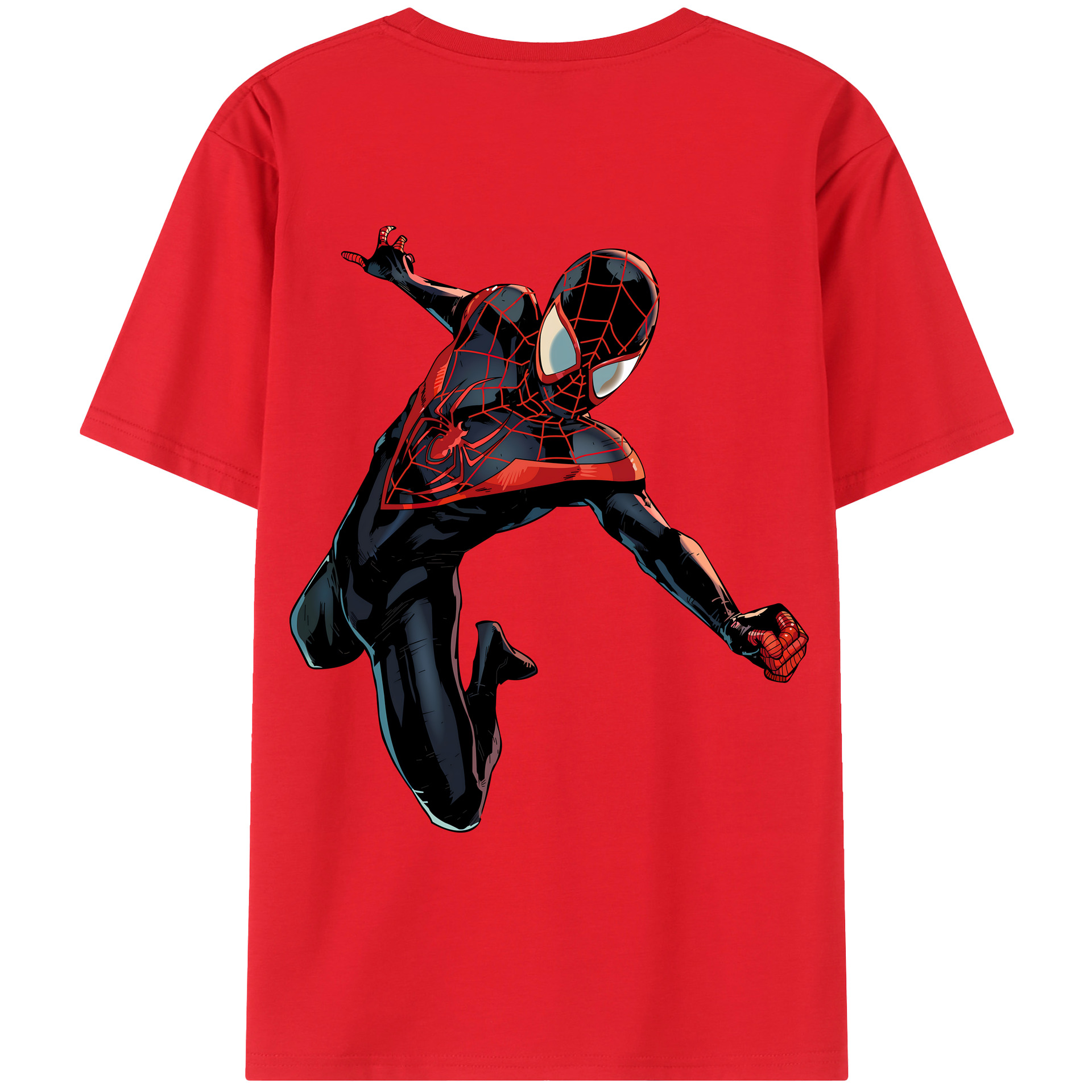 （画像用） Spider Man スパイダーマン 綿100％ メンズ半袖Tシャツ（バックプリント） 通気性