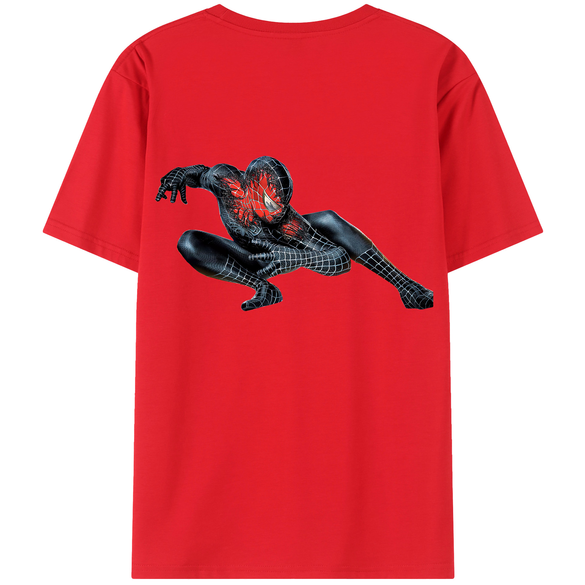 （画像用） Spider Man スパイダーマン 綿100％ メンズ半袖Tシャツ（バックプリント） 通気性