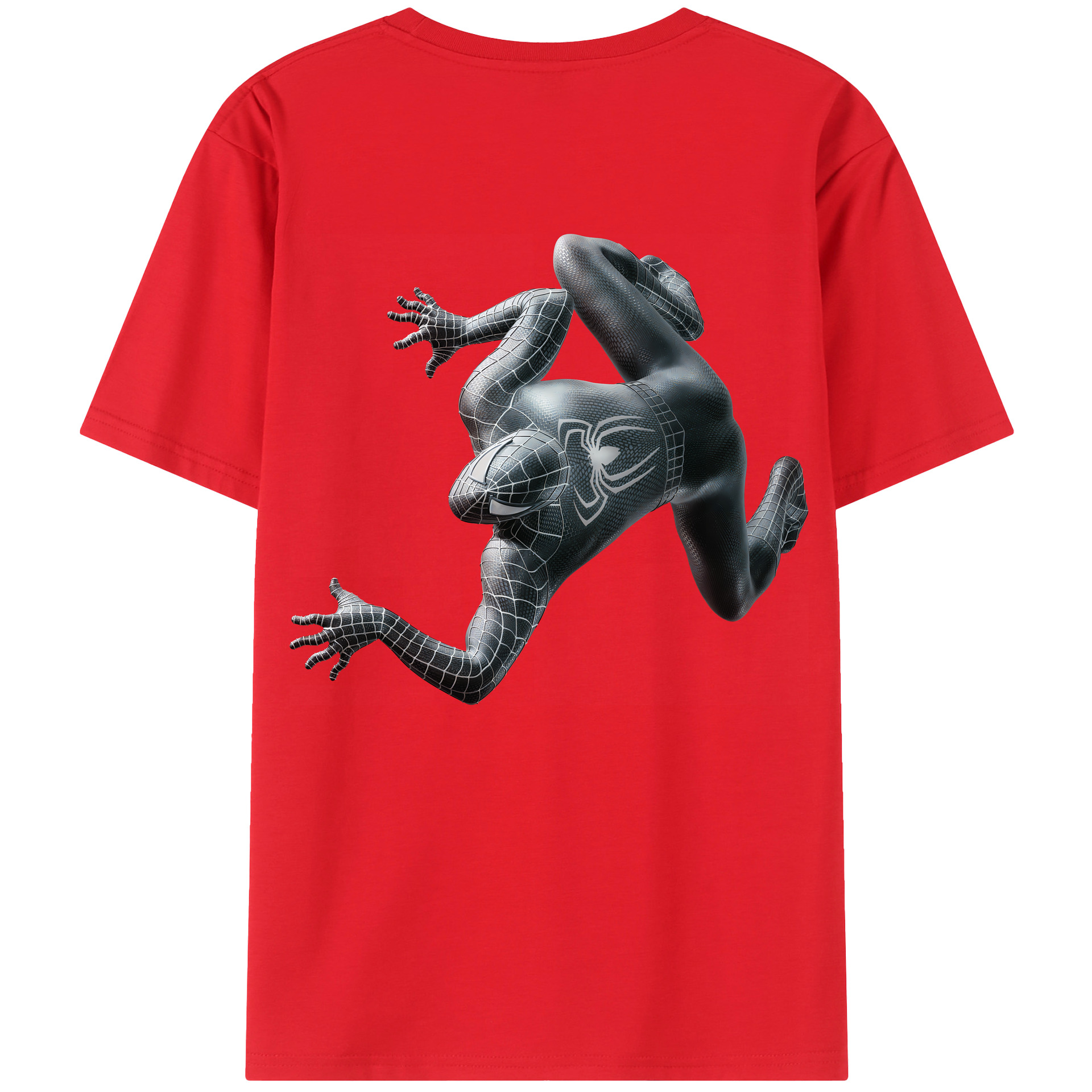 （画像用） Spider Man スパイダーマン 綿100％ メンズ半袖Tシャツ（バックプリント） 通気性