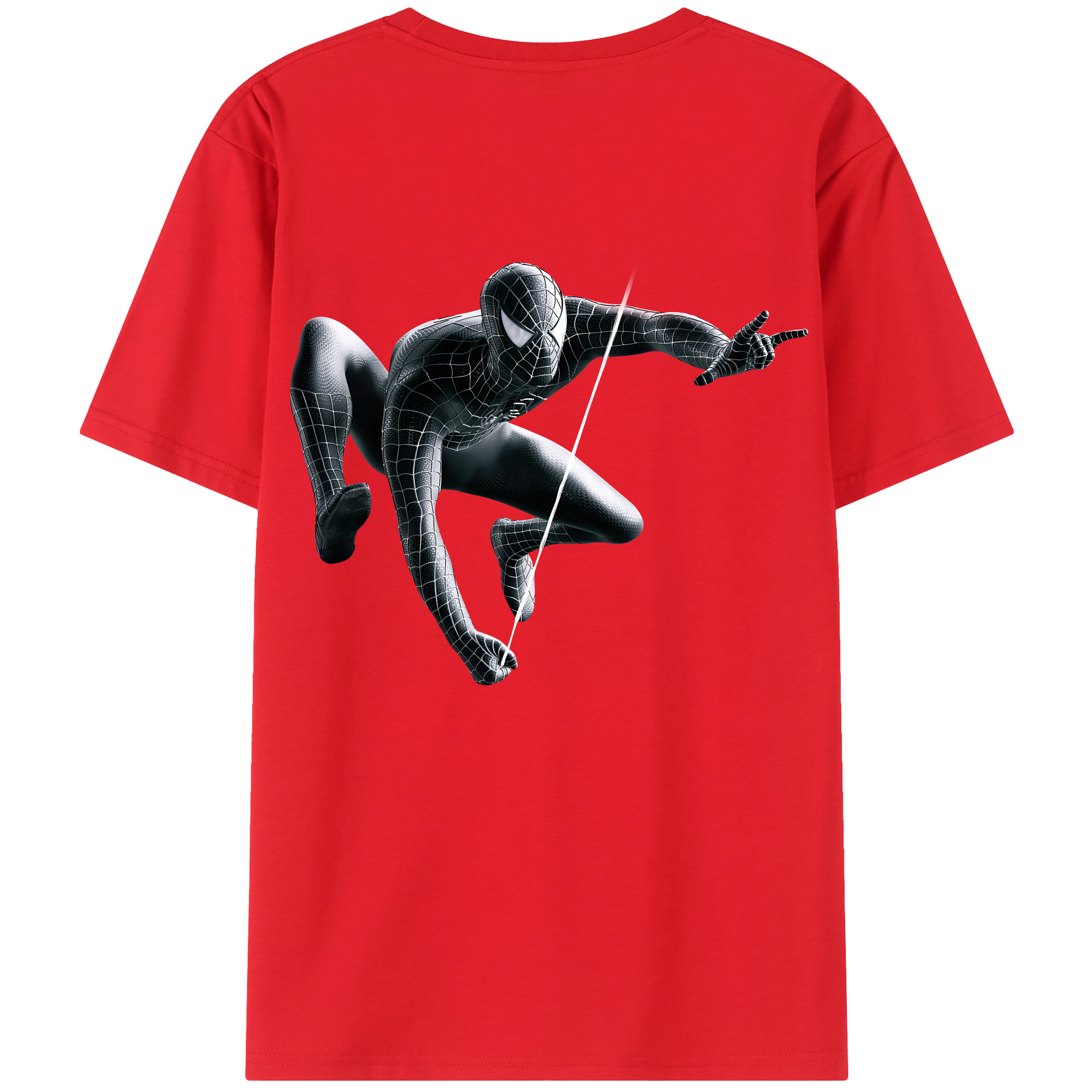 （画像用） Spider Man スパイダーマン 綿100％ メンズ半袖Tシャツ（バックプリント） 通気性
