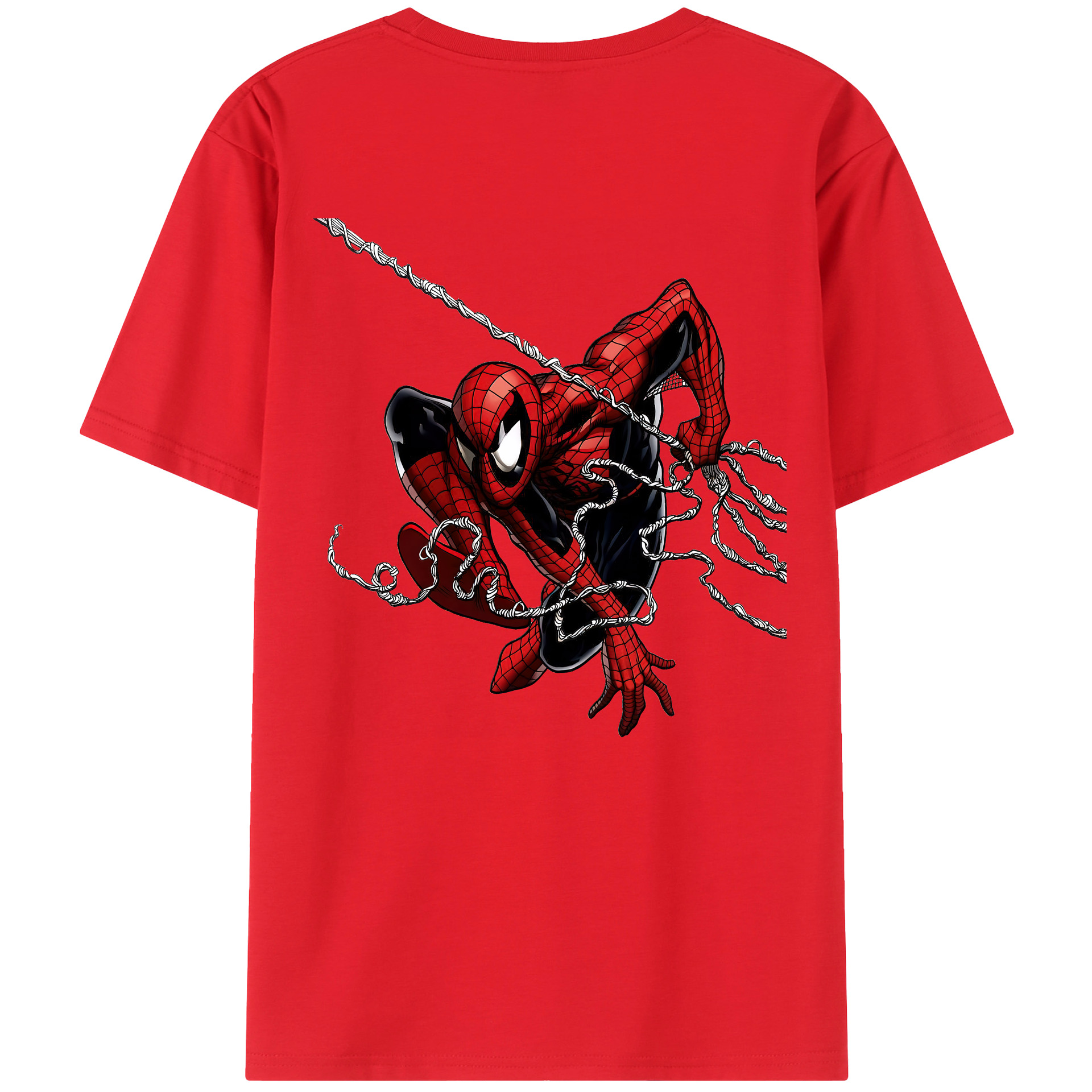 （画像用） Spider Man スパイダーマン 綿100％ メンズ半袖Tシャツ（バックプリント） 通気性