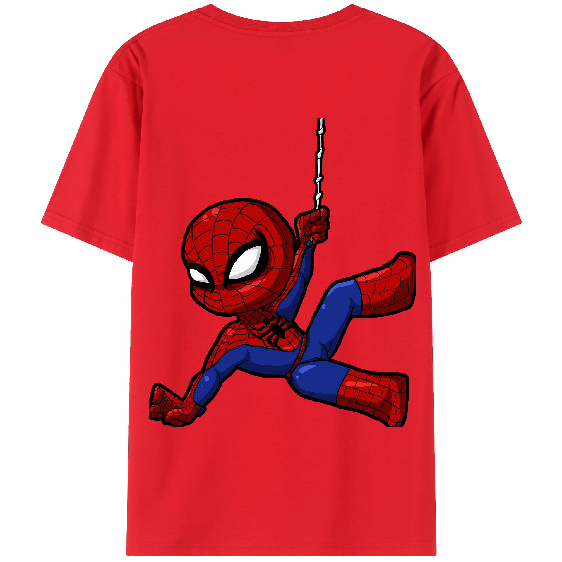 （画像用） Spider Man スパイダーマン 綿100％ メンズ半袖Tシャツ（バックプリント） 通気性