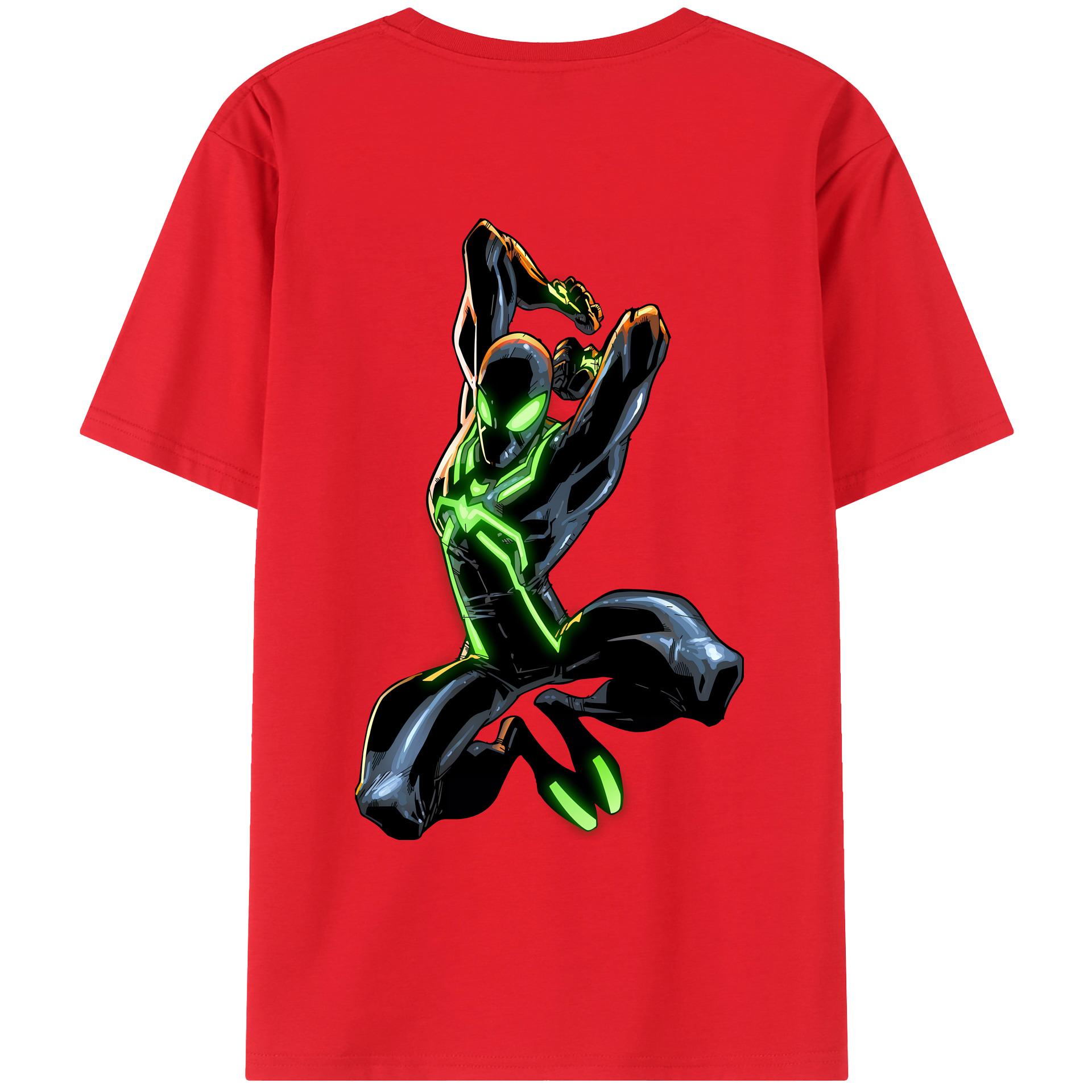 （画像用） Spider Man スパイダーマン 綿100％ メンズ半袖Tシャツ（バックプリント） 通気性