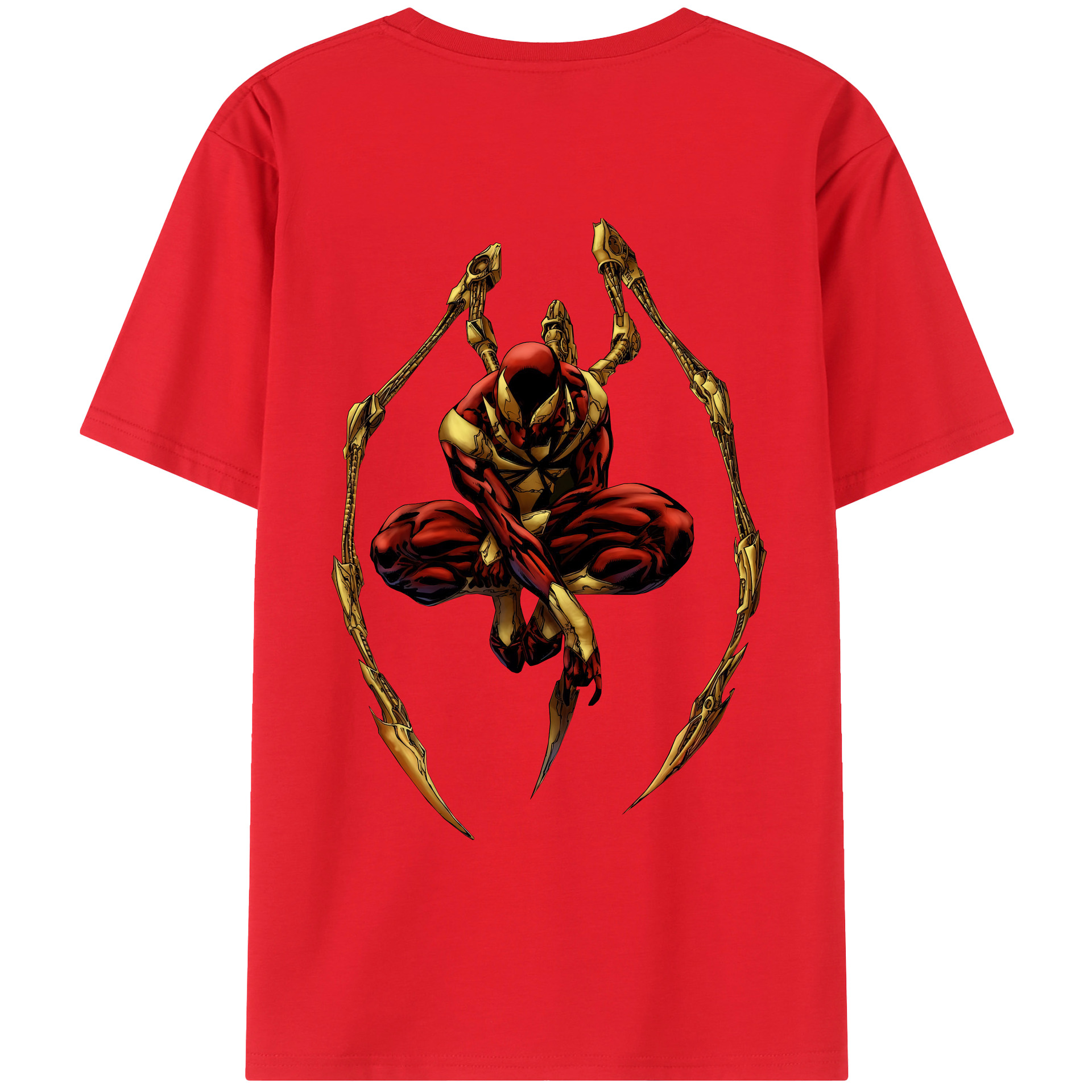 （画像用） Spider Man スパイダーマン 綿100％ メンズ半袖Tシャツ（バックプリント） 通気性