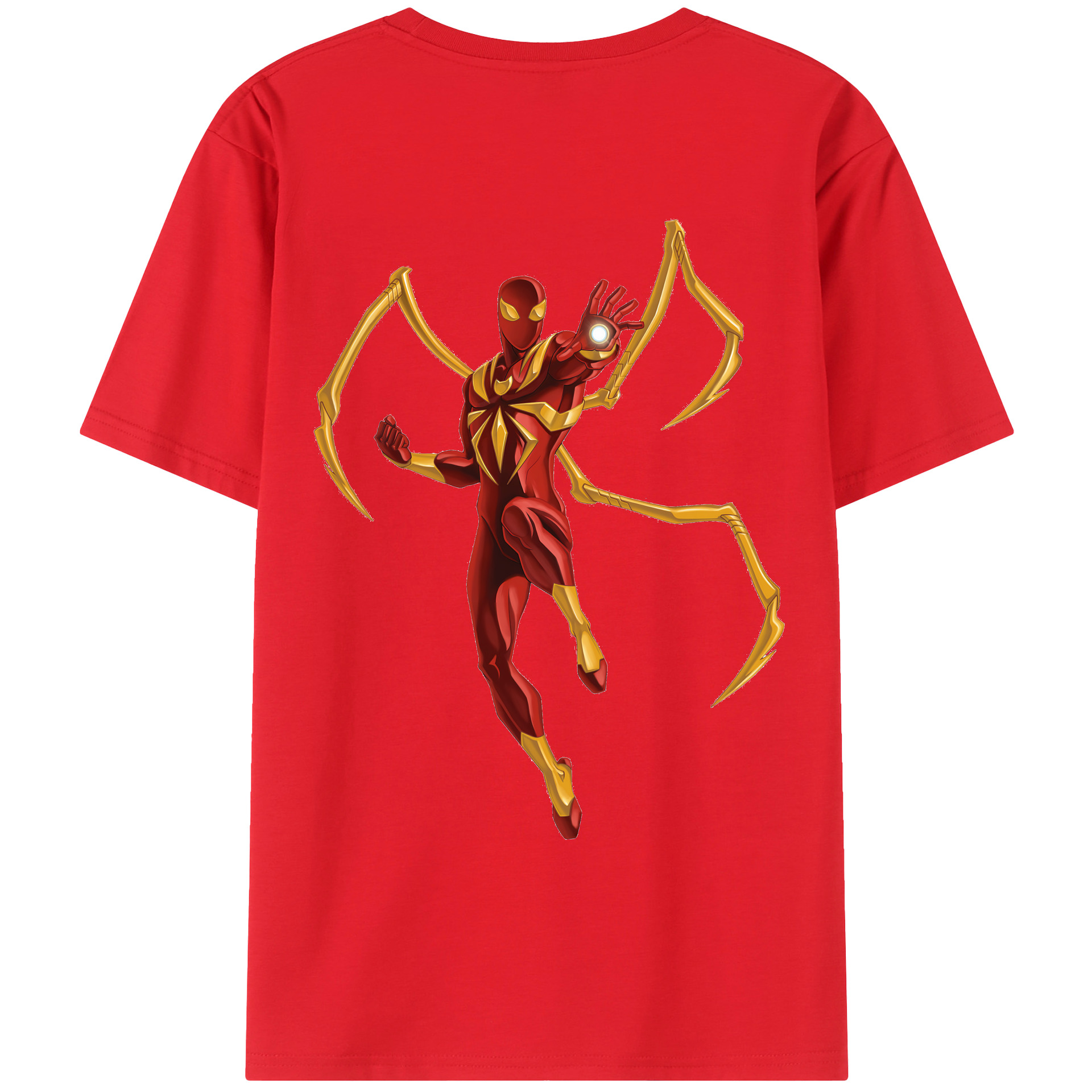 （画像用） Spider Man スパイダーマン 綿100％ メンズ半袖Tシャツ（バックプリント） 通気性