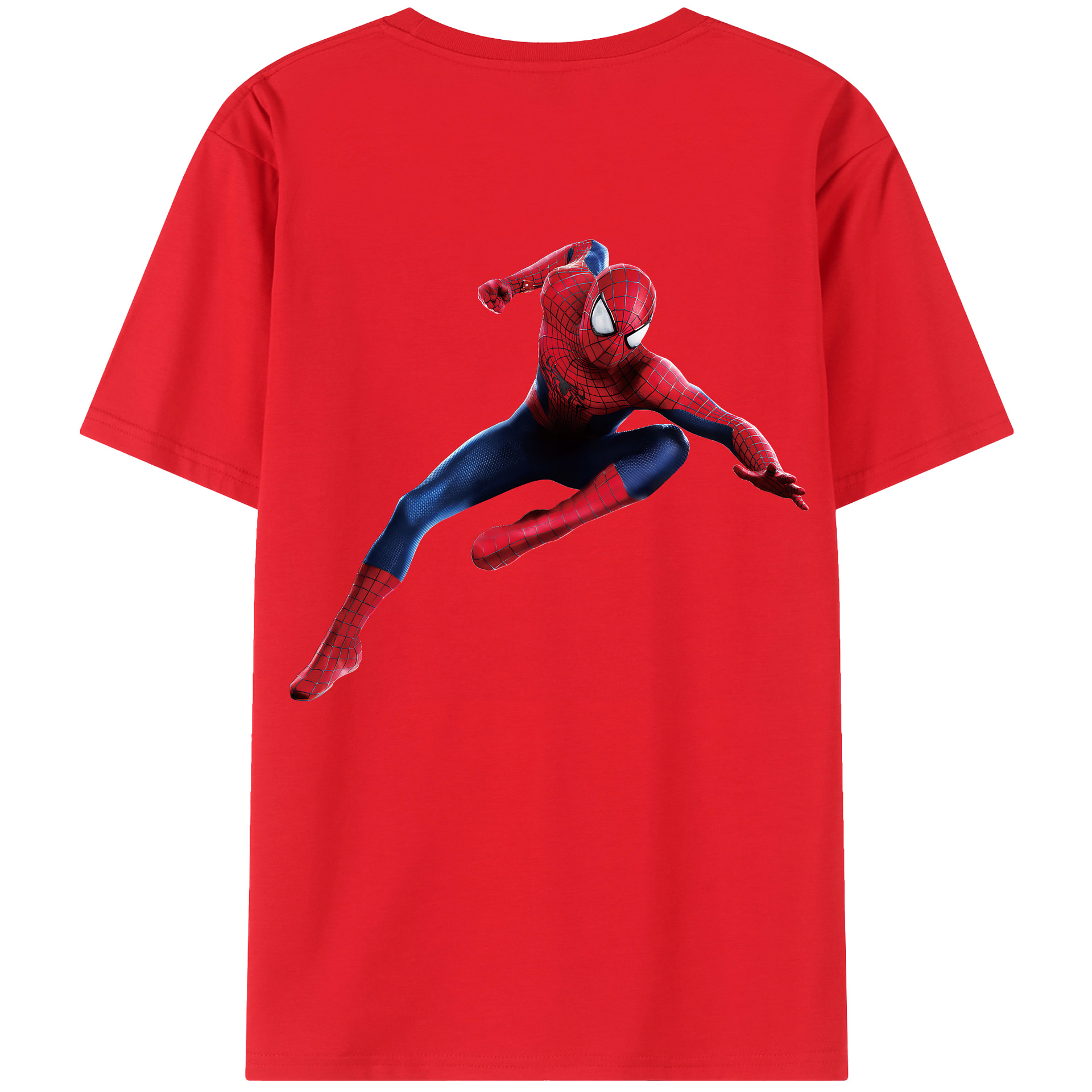 （画像用） Spider Man スパイダーマン 綿100％ メンズ半袖Tシャツ（バックプリント） 通気性