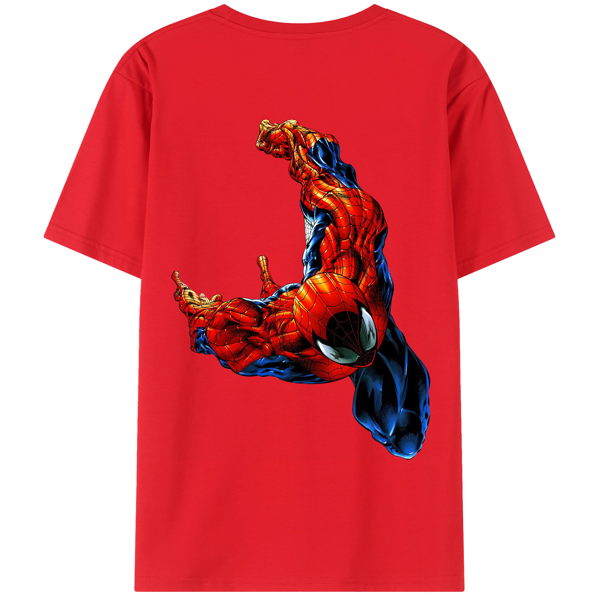 （画像用） Spider Man スパイダーマン 綿100％ メンズ半袖Tシャツ（バックプリント） 通気性