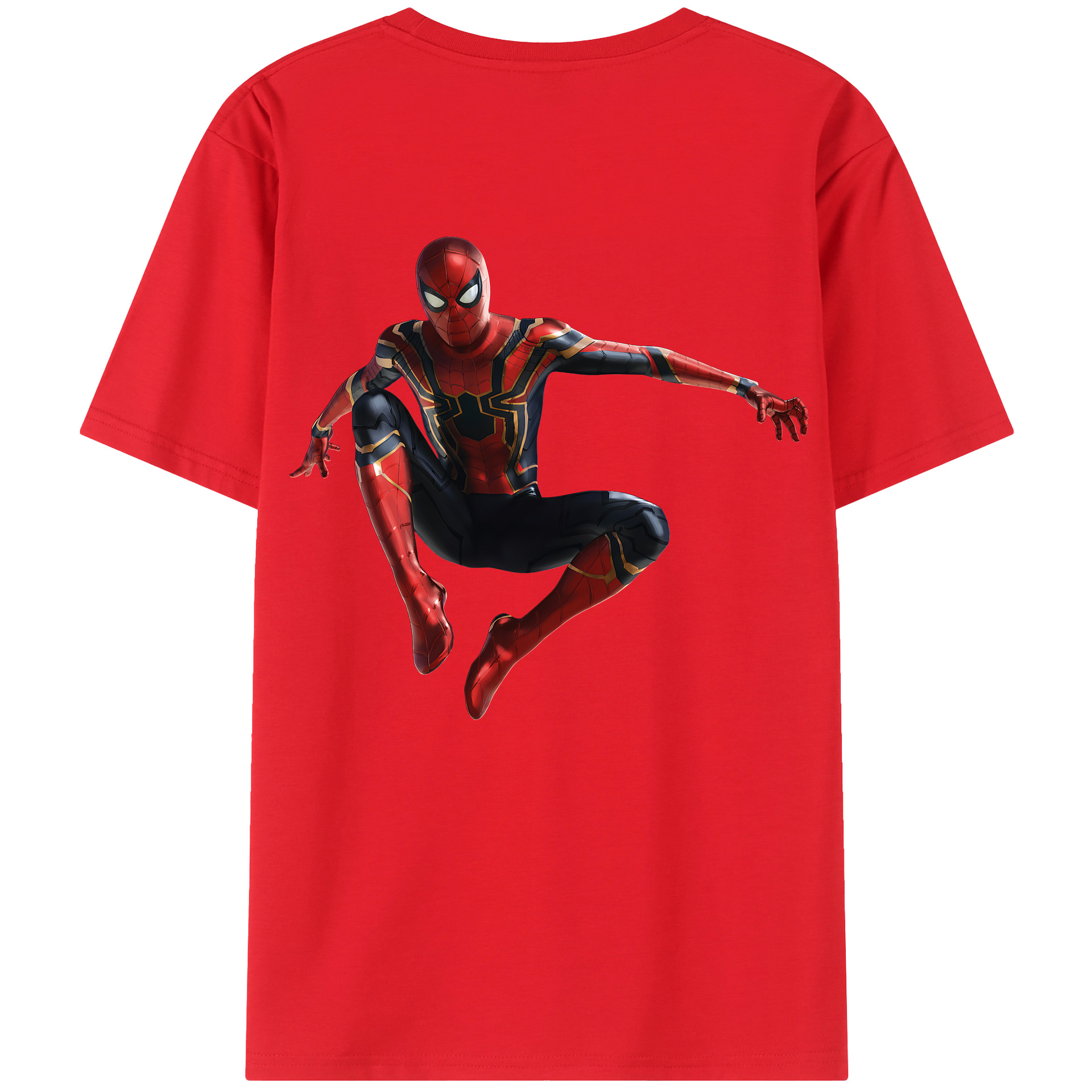 （画像用） Spider Man スパイダーマン 綿100％ メンズ半袖Tシャツ（バックプリント） 通気性