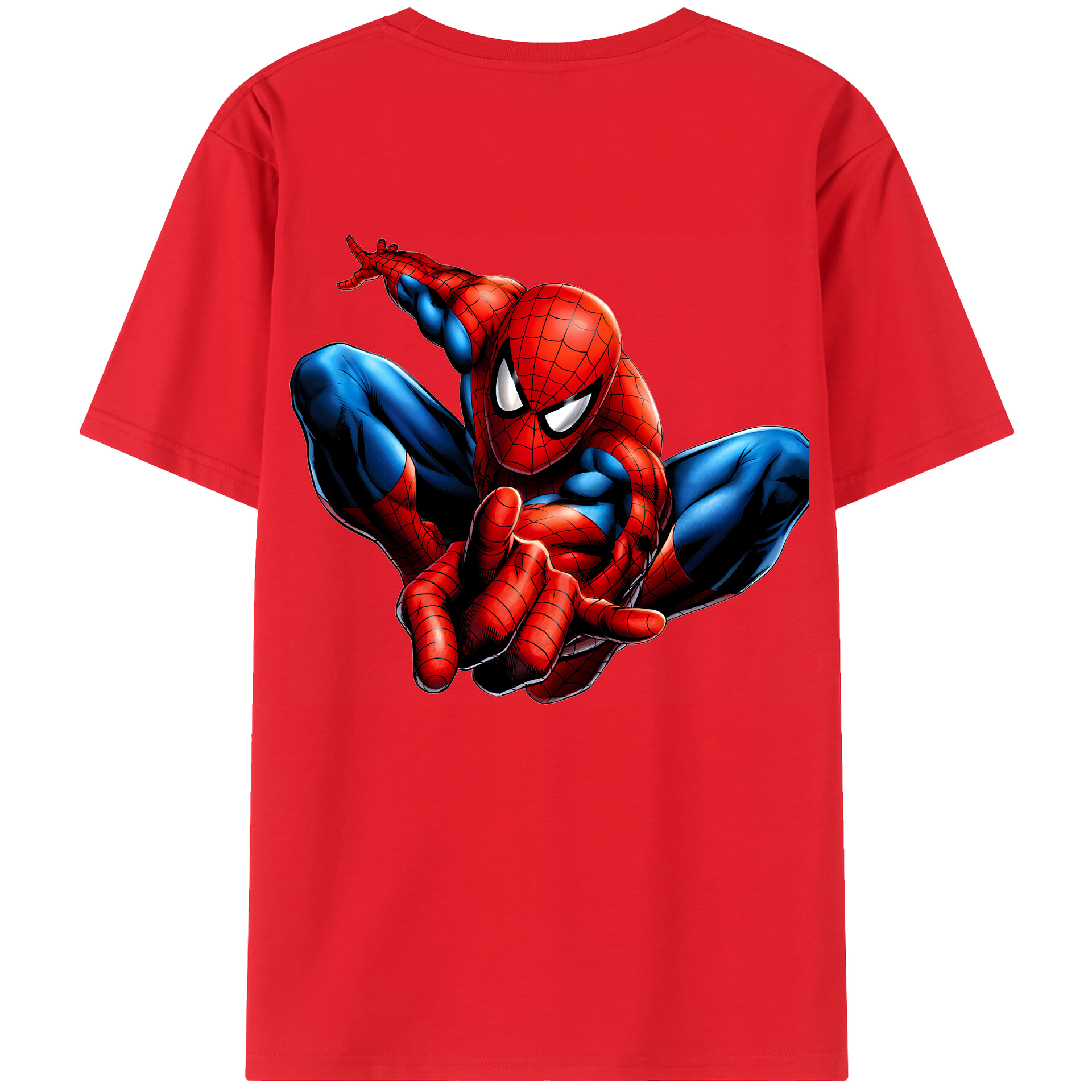 （画像用） Spider Man スパイダーマン 綿100％ メンズ半袖Tシャツ（バックプリント） 通気性