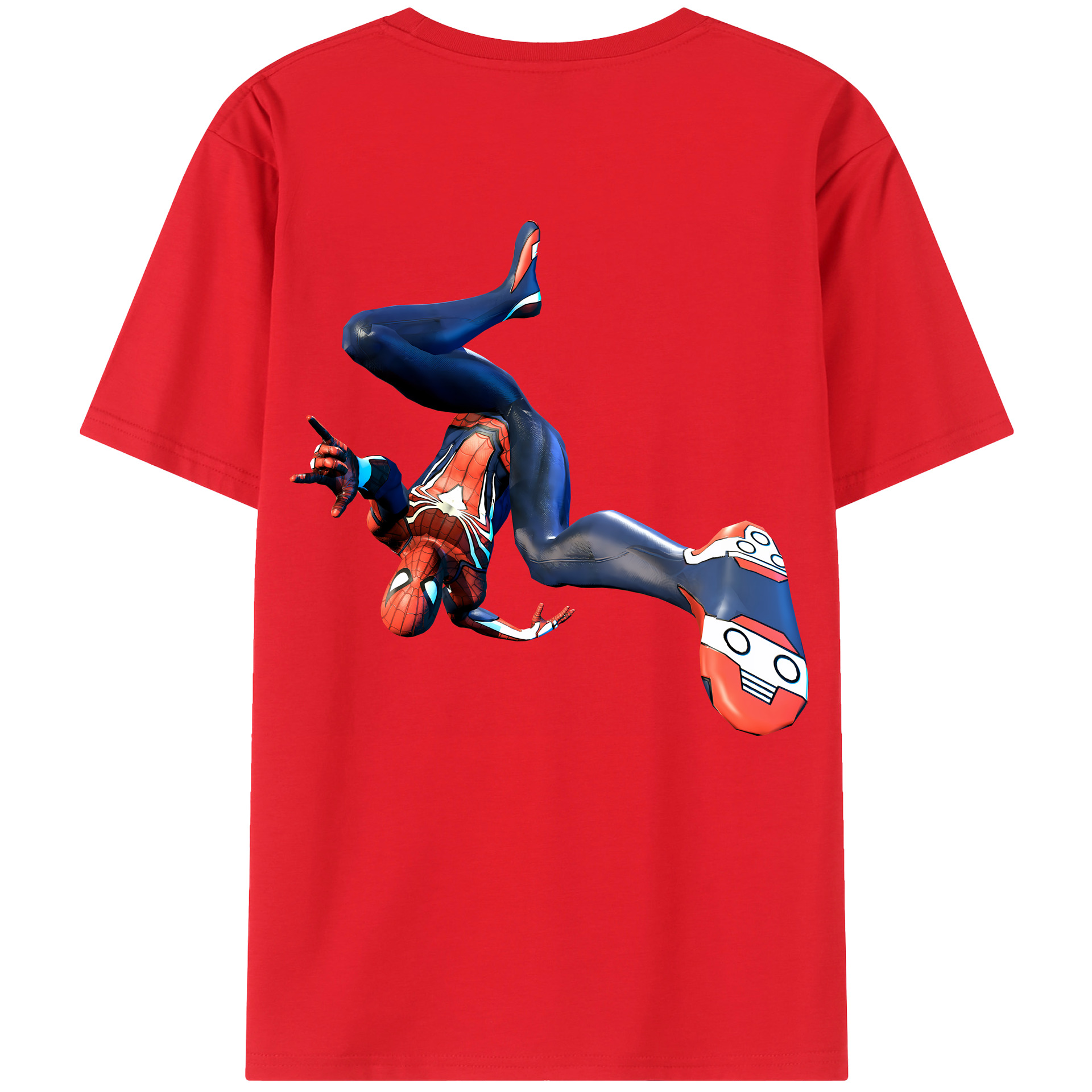 （画像用） Spider Man スパイダーマン 綿100％ メンズ半袖Tシャツ（バックプリント） 通気性