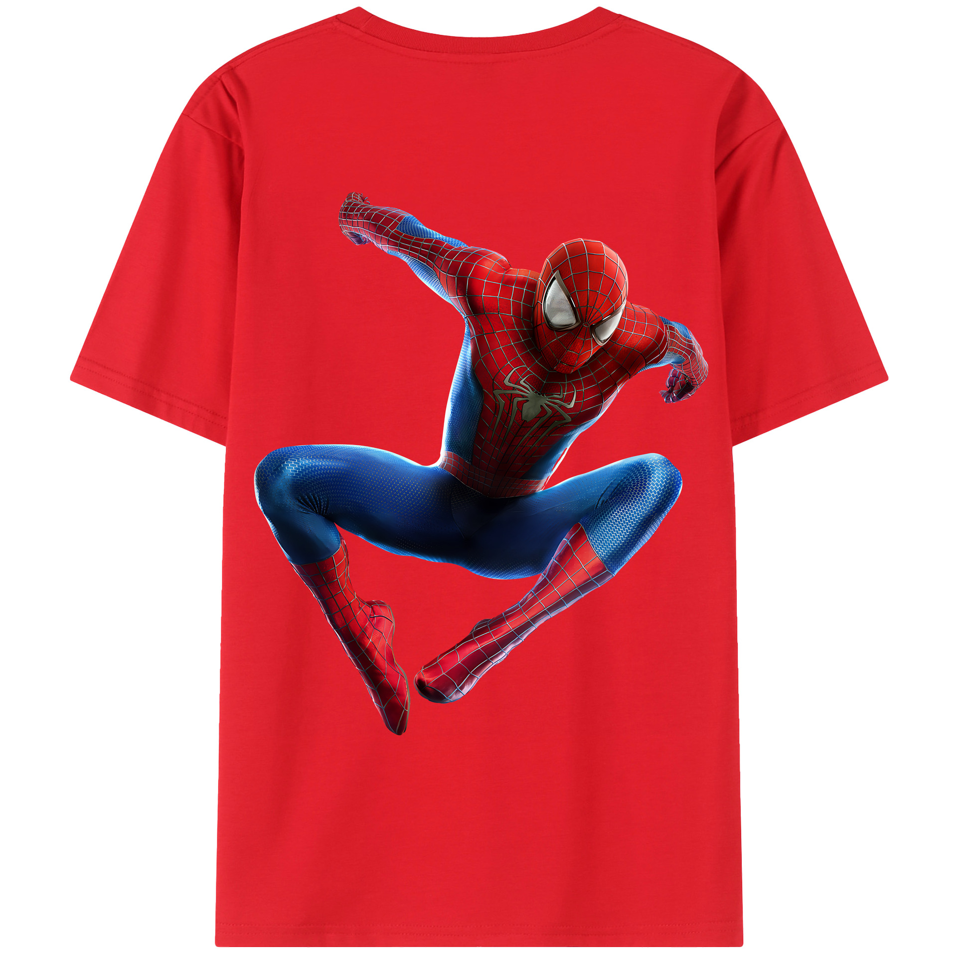 （画像用） Spider Man スパイダーマン 綿100％ メンズ半袖Tシャツ（バックプリント） 通気性