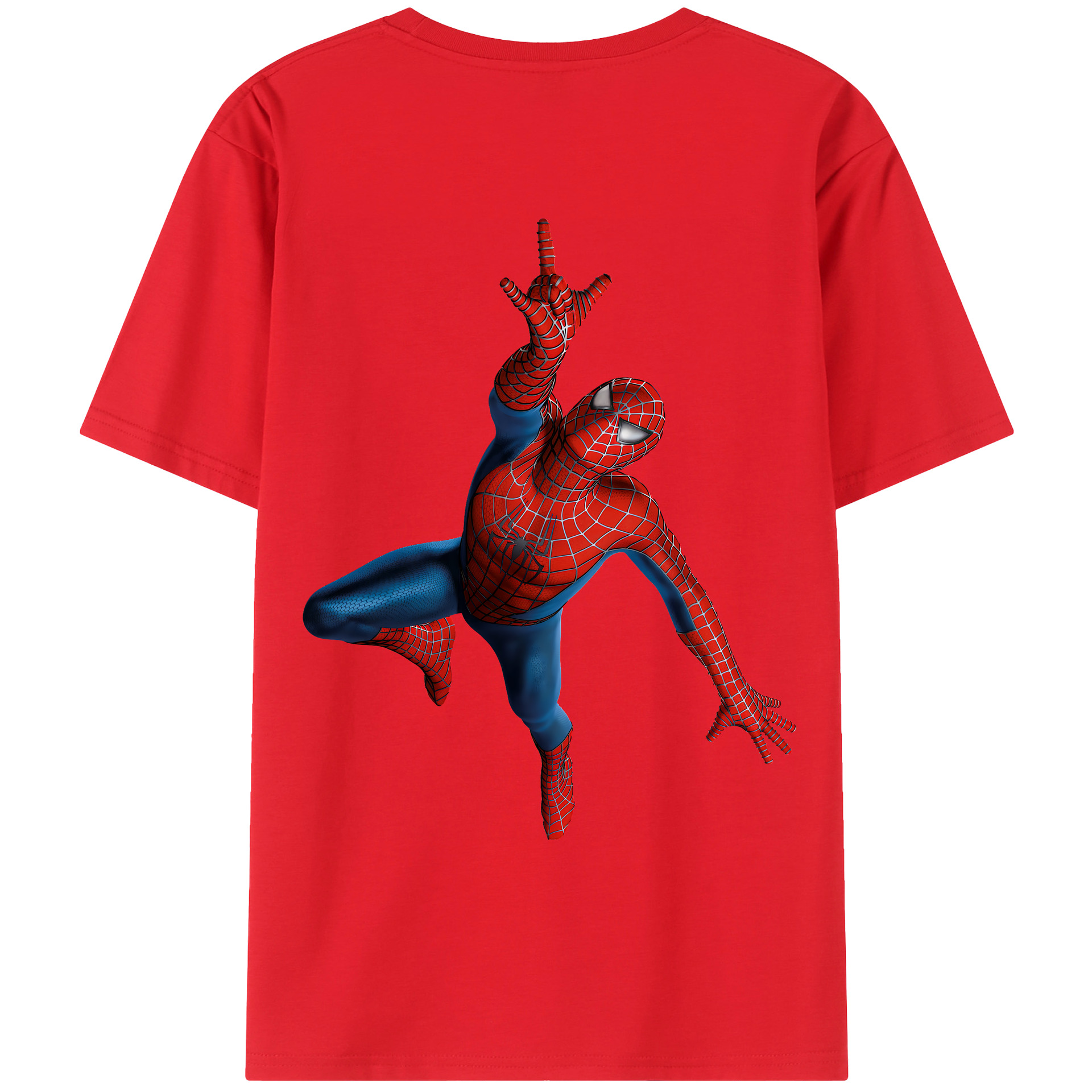 （画像用） Spider Man スパイダーマン 綿100％ メンズ半袖Tシャツ（バックプリント） 通気性