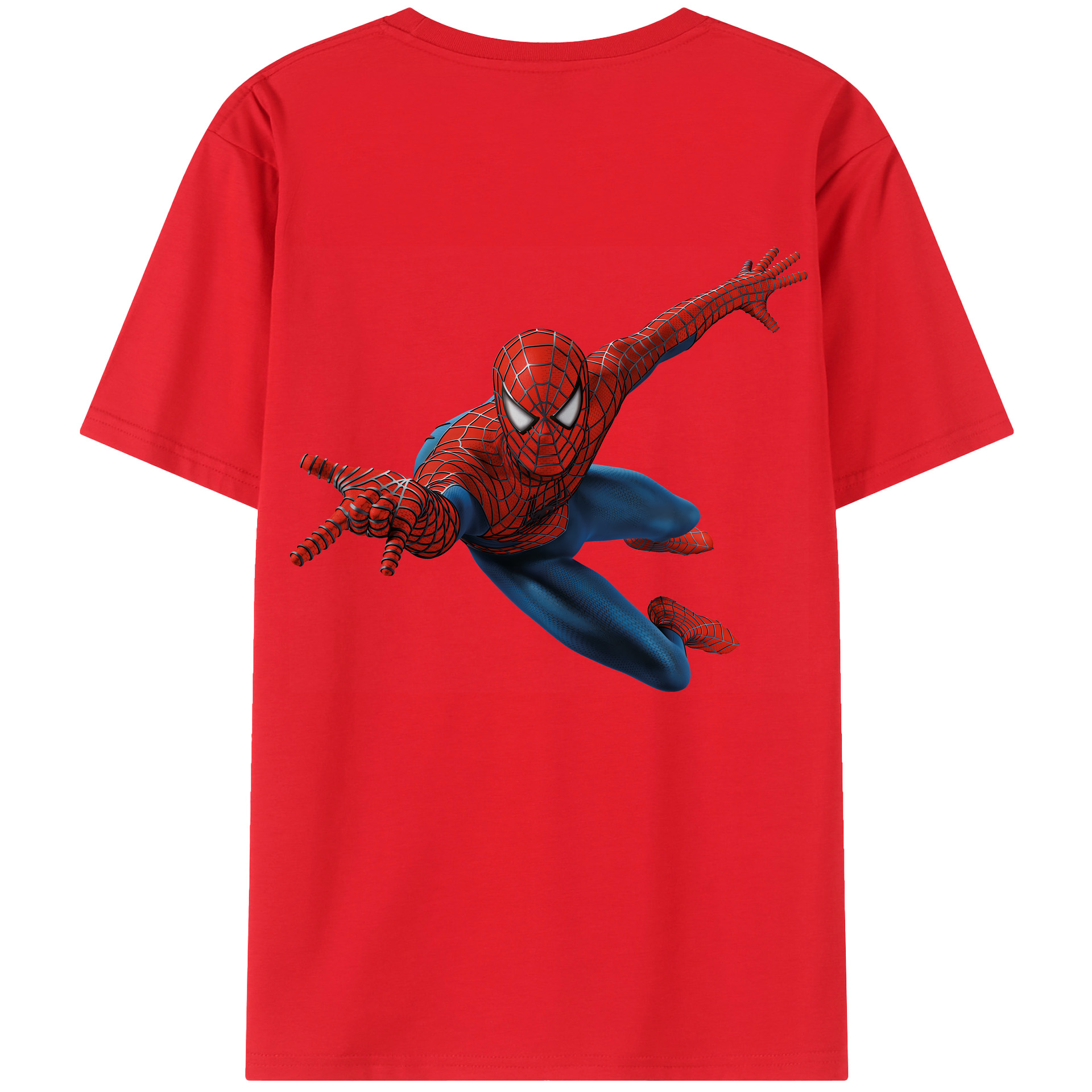 （画像用） Spider Man スパイダーマン 綿100％ メンズ半袖Tシャツ（バックプリント） 通気性