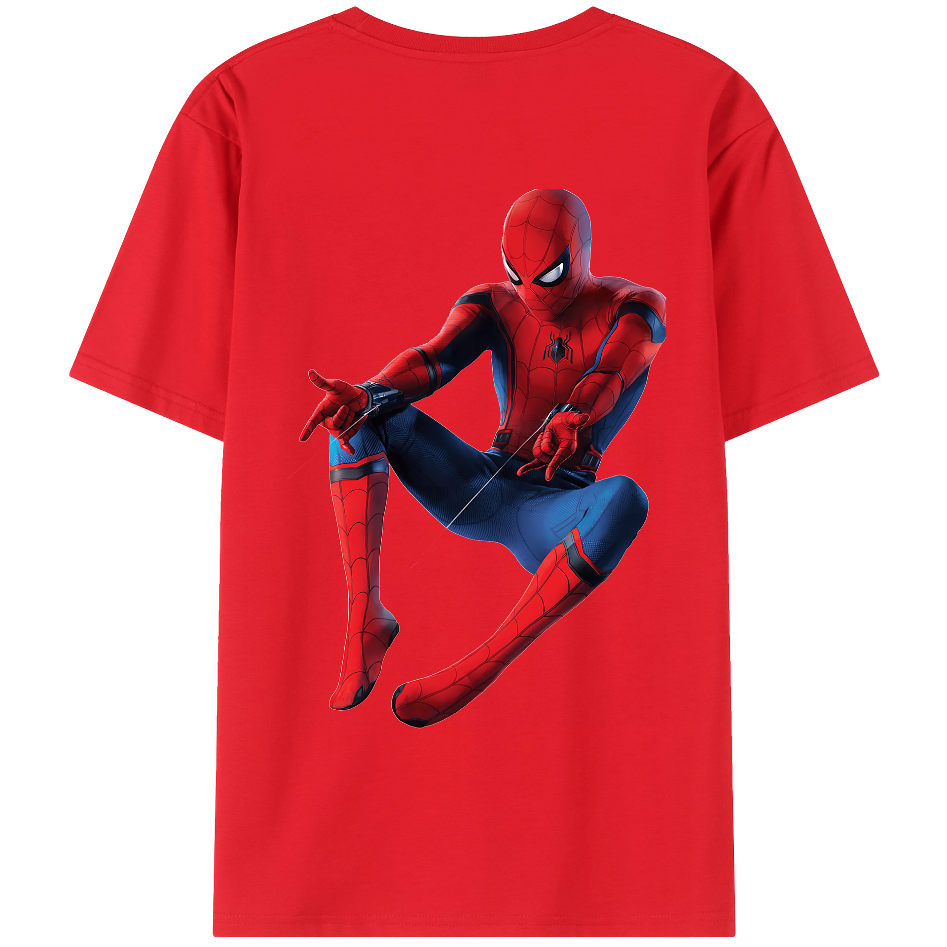 （画像用） Spider Man スパイダーマン 綿100％ メンズ半袖Tシャツ（バックプリント） 通気性